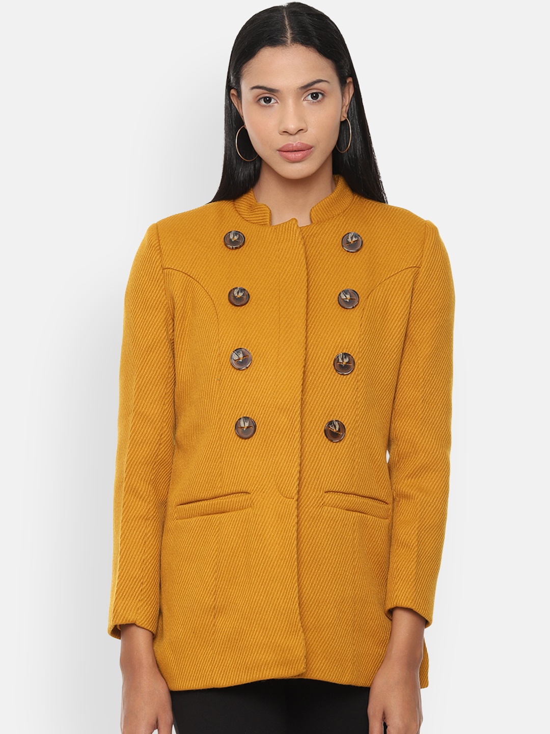 Van Heusen Woman Yellow Solid Tailored Jacket
