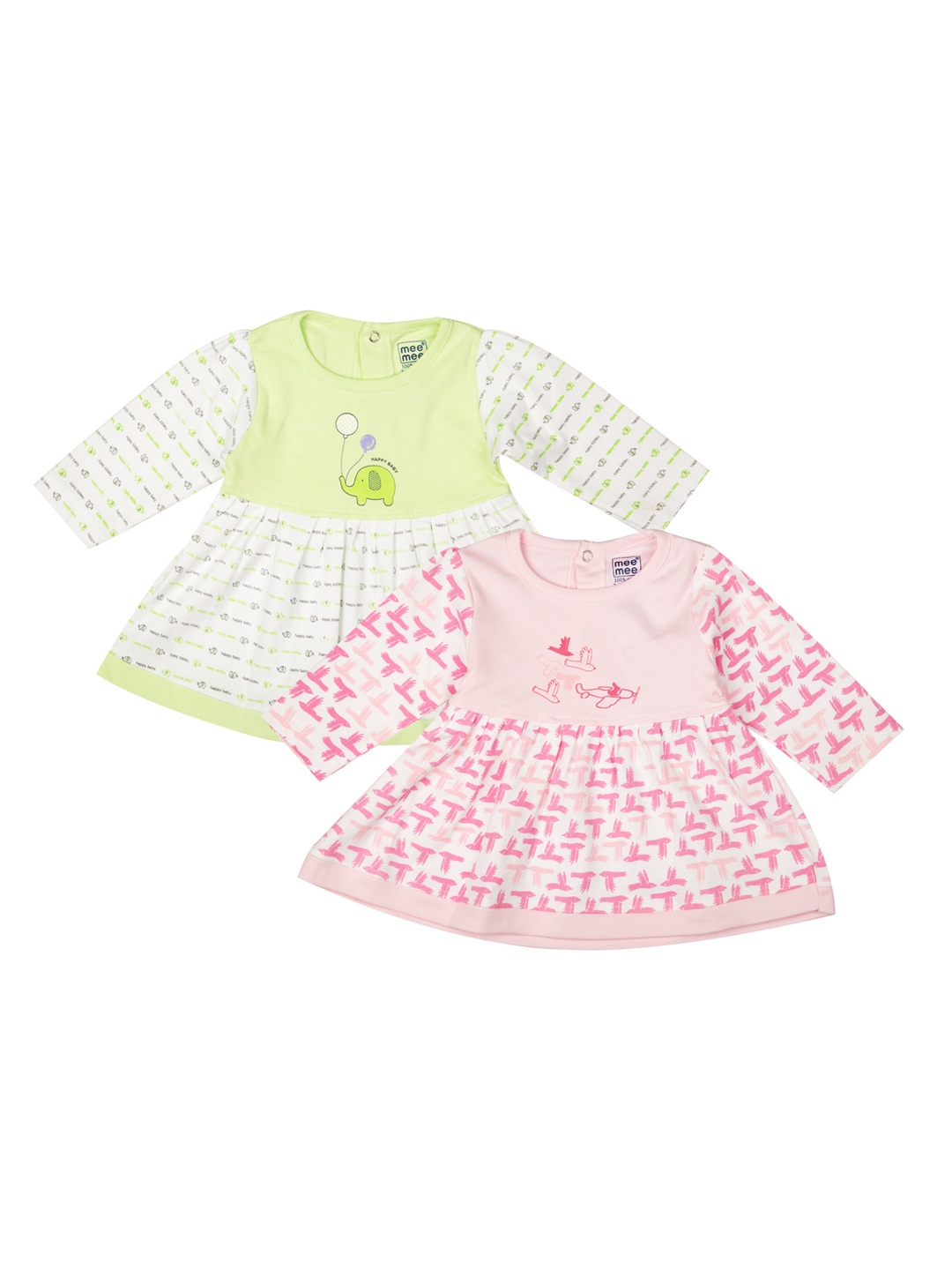 

MeeMee Girls Set Of 2 Printed Pink Fit and Flare Dress