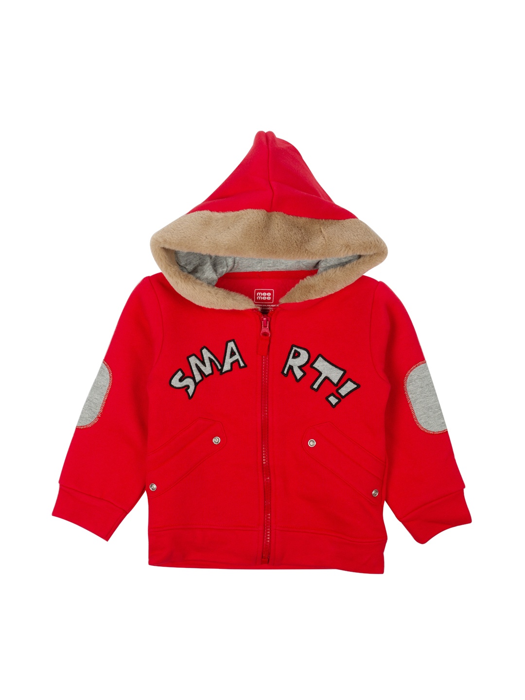 MeeMee Boys Red Printed Bomber Jacket
