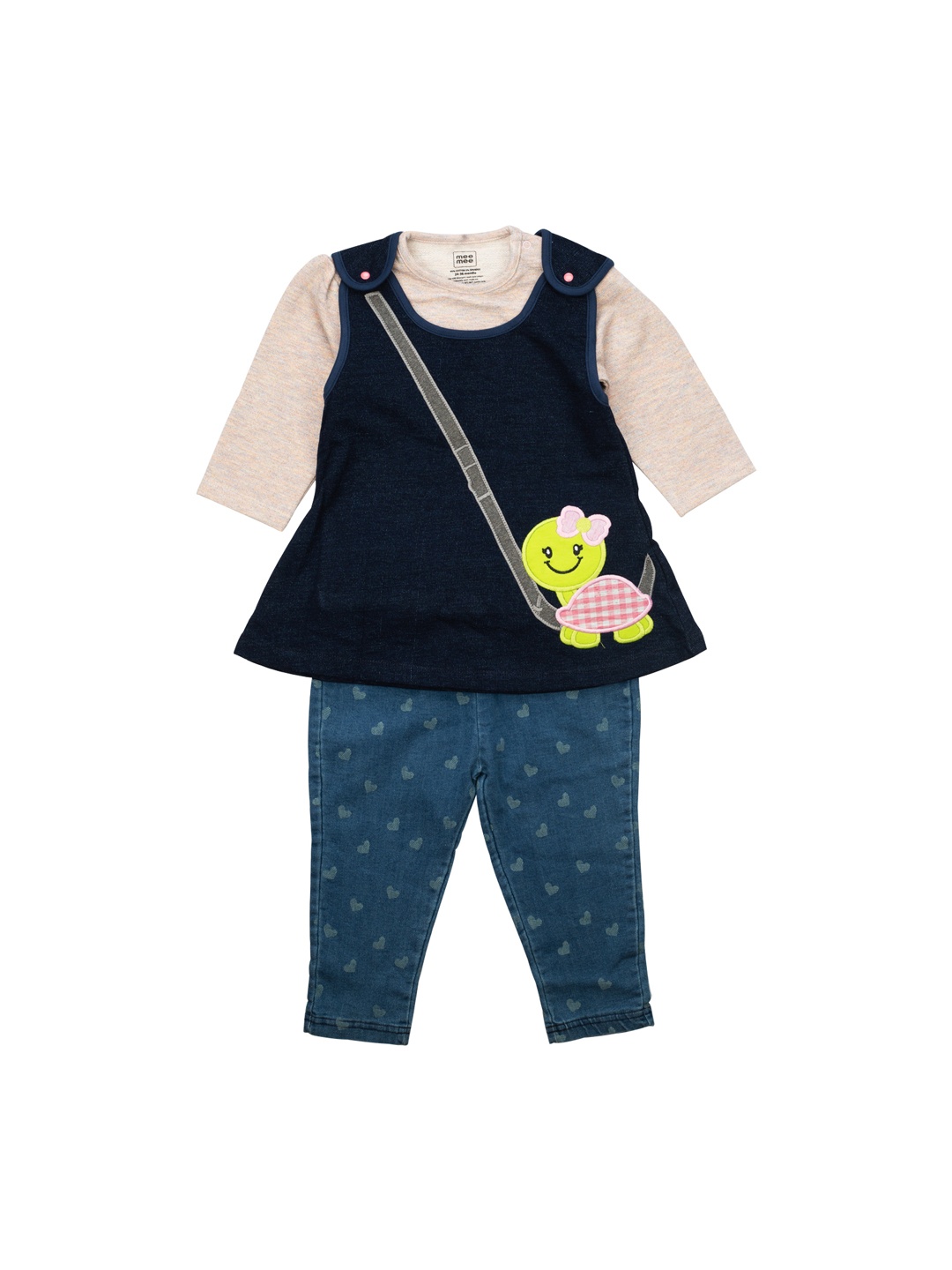 

MeeMee Girls Navy Blue Solid T-shirt with Pyjamas