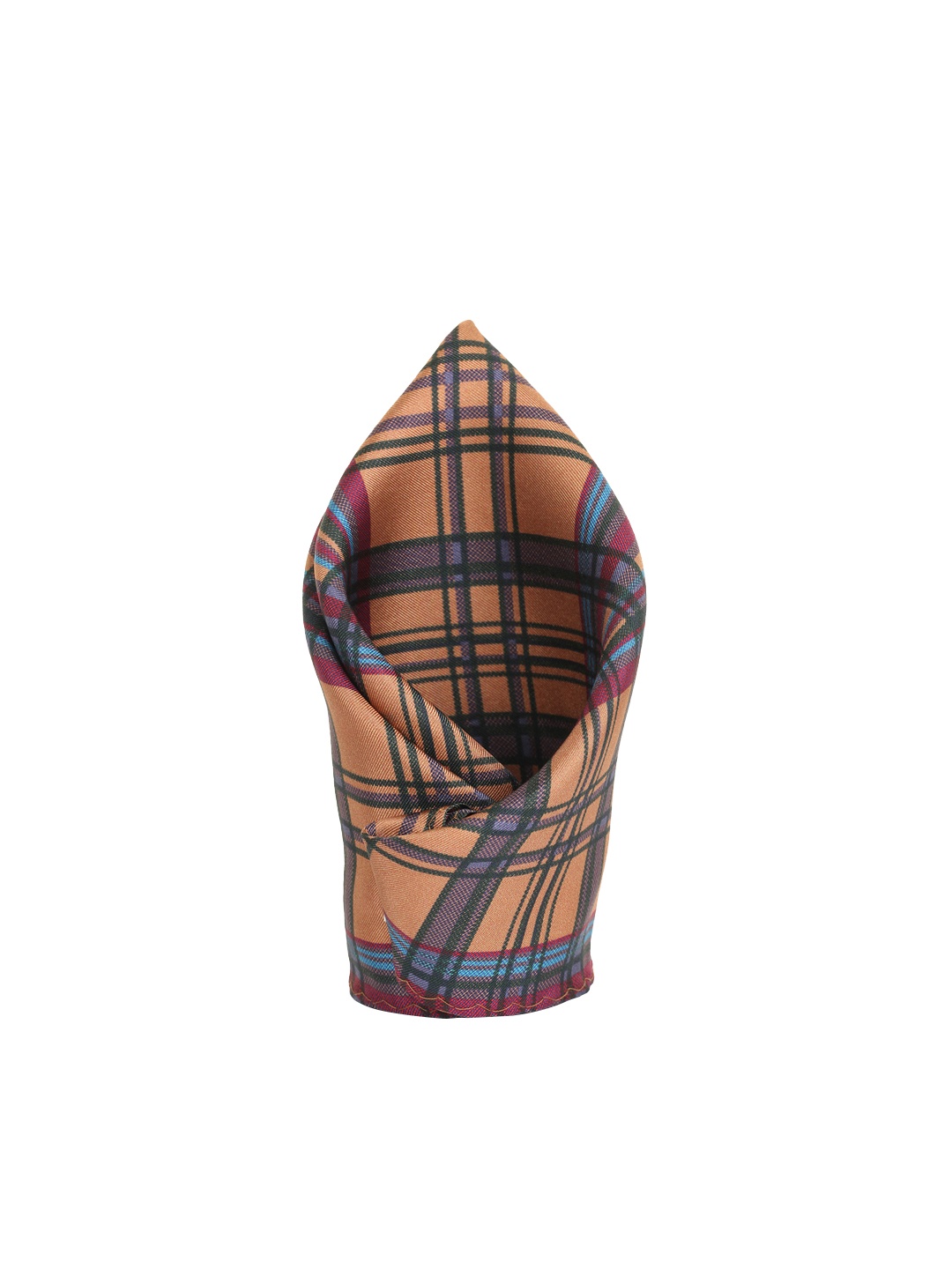 

Alvaro Castagnino Brown & Maroon Checked Silk Pocket Square