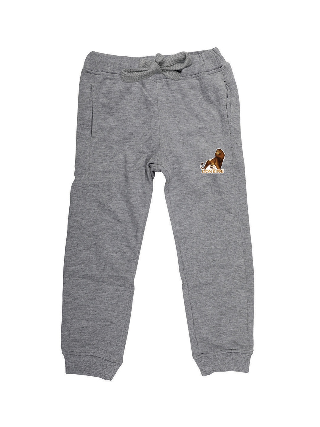 Disney by Wear Your Mind Kids Grey Melange Solid Pure Cotton Joggers