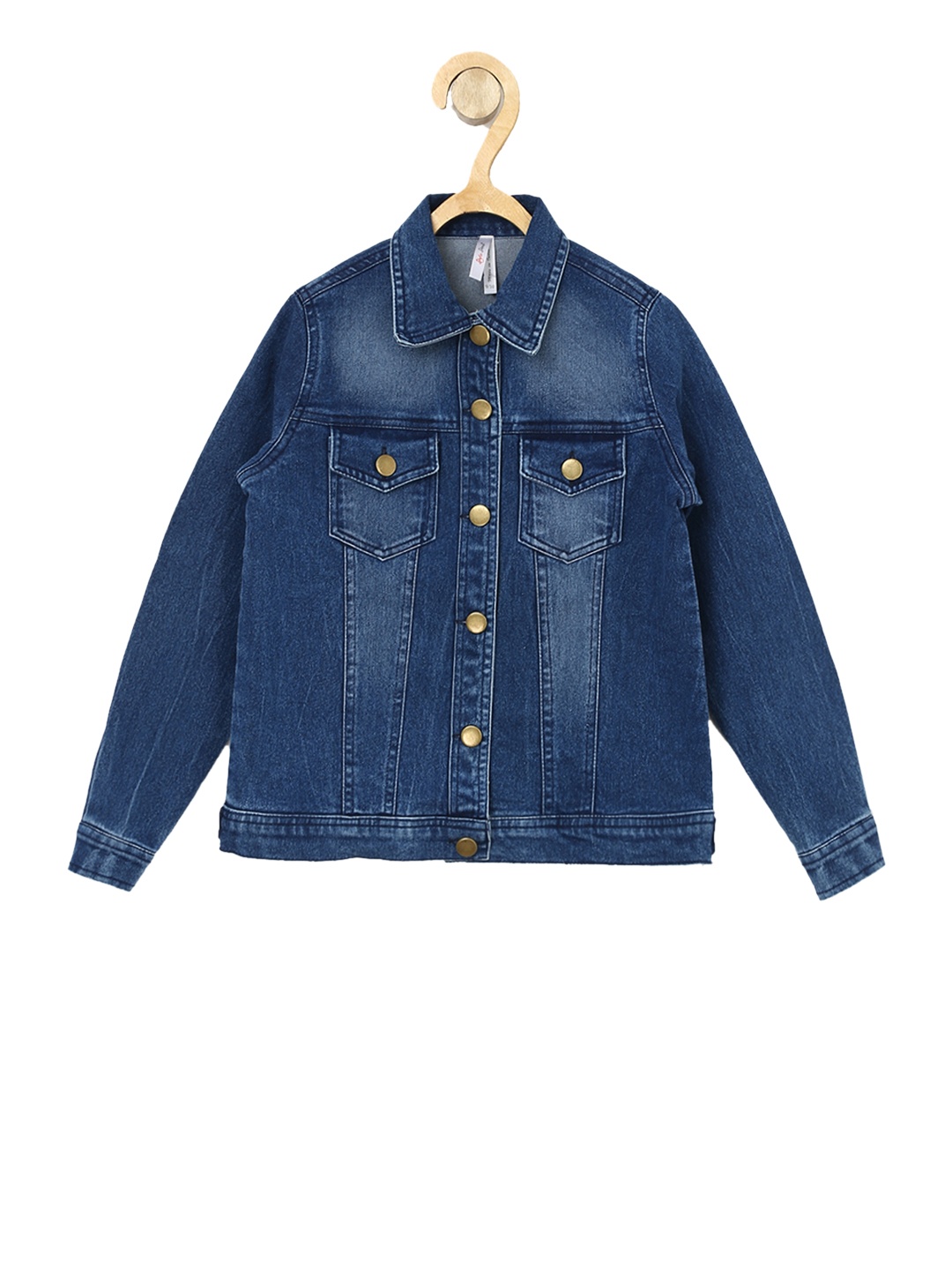

StyleStone Girls Blue Solid Denim Jacket