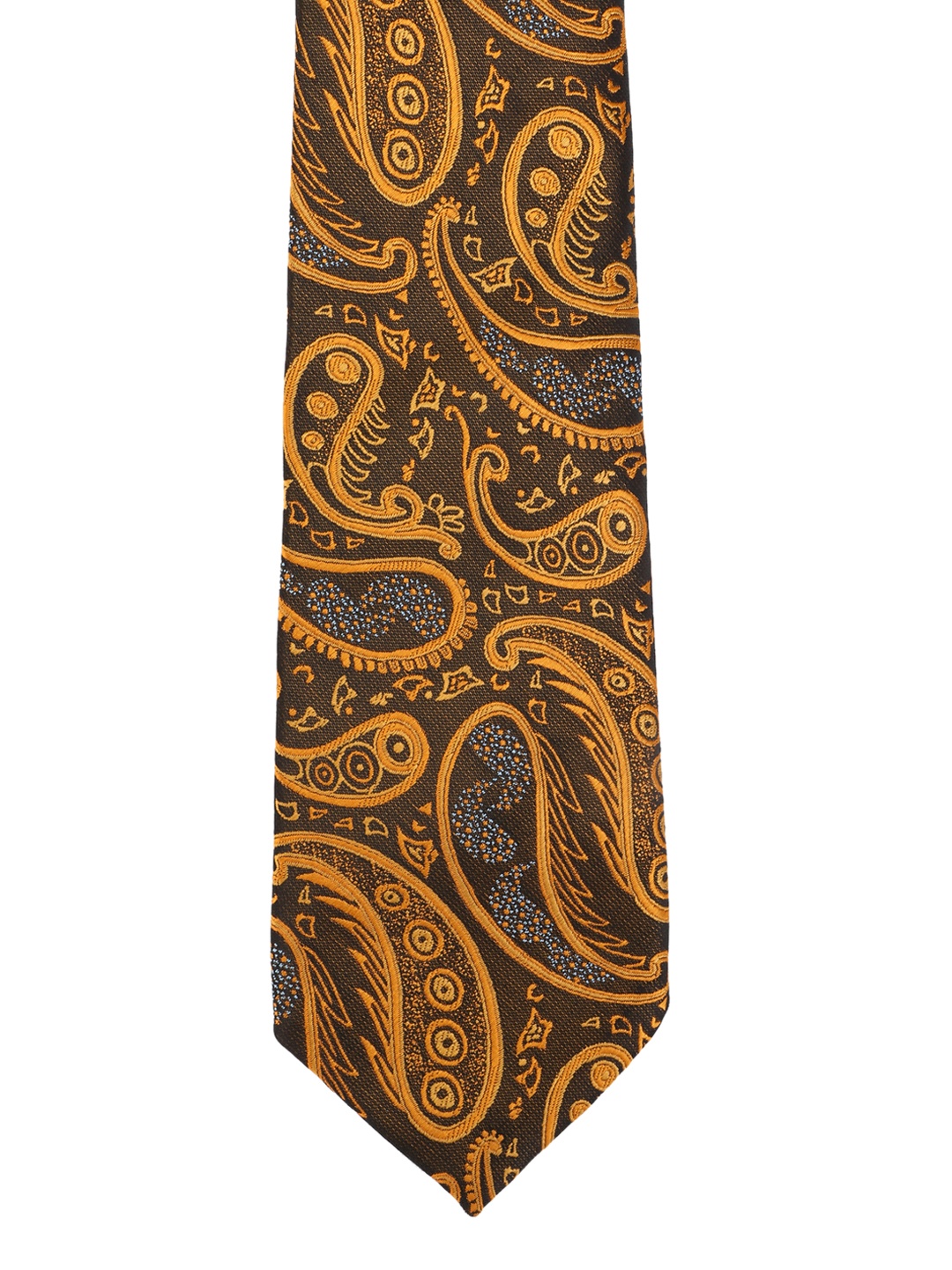 

Calvadoss Men Mustard Yellow & Brown Woven Design Broad Tie