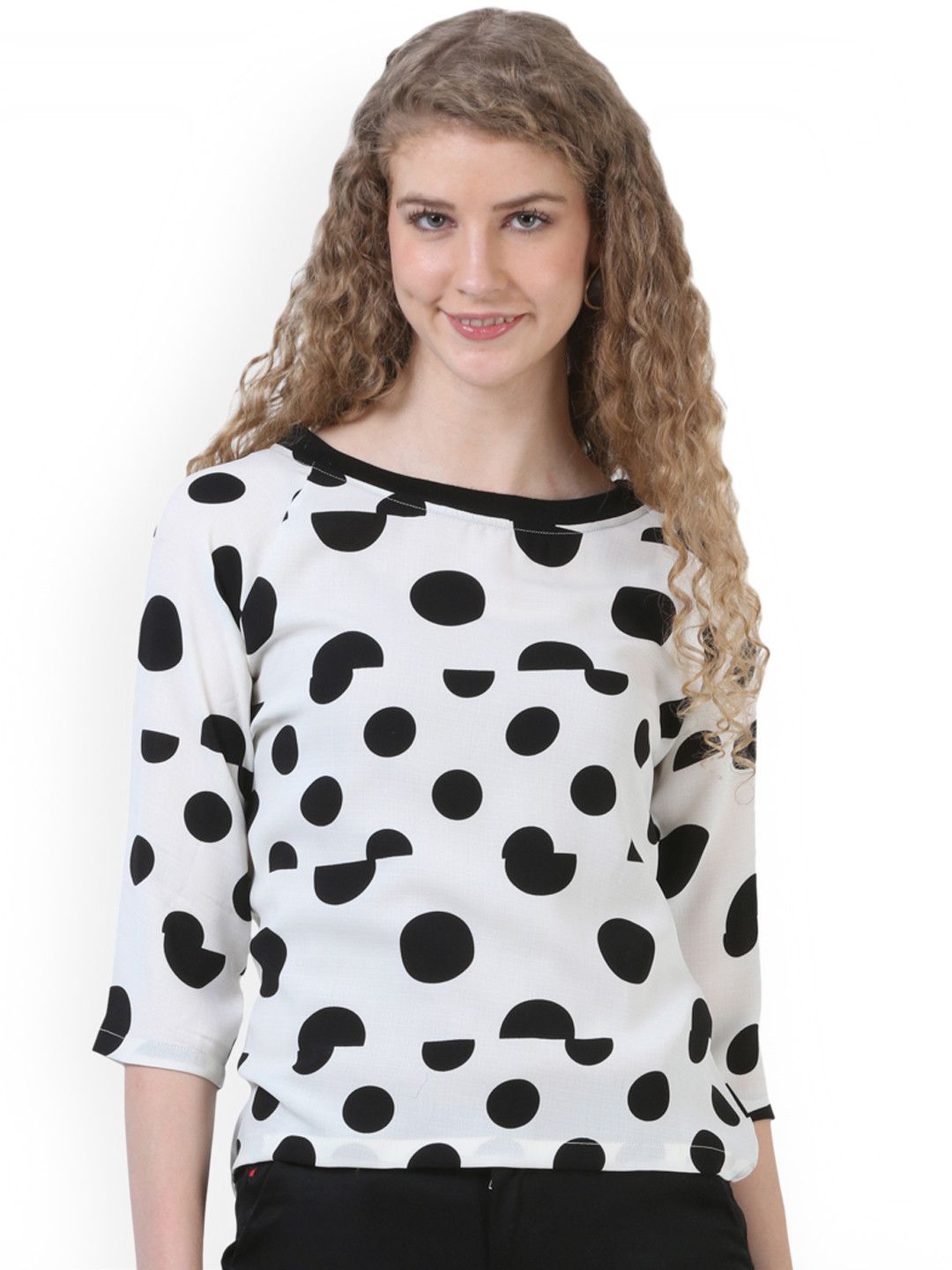 

Crimsoune Club Women White & Black Printed Top