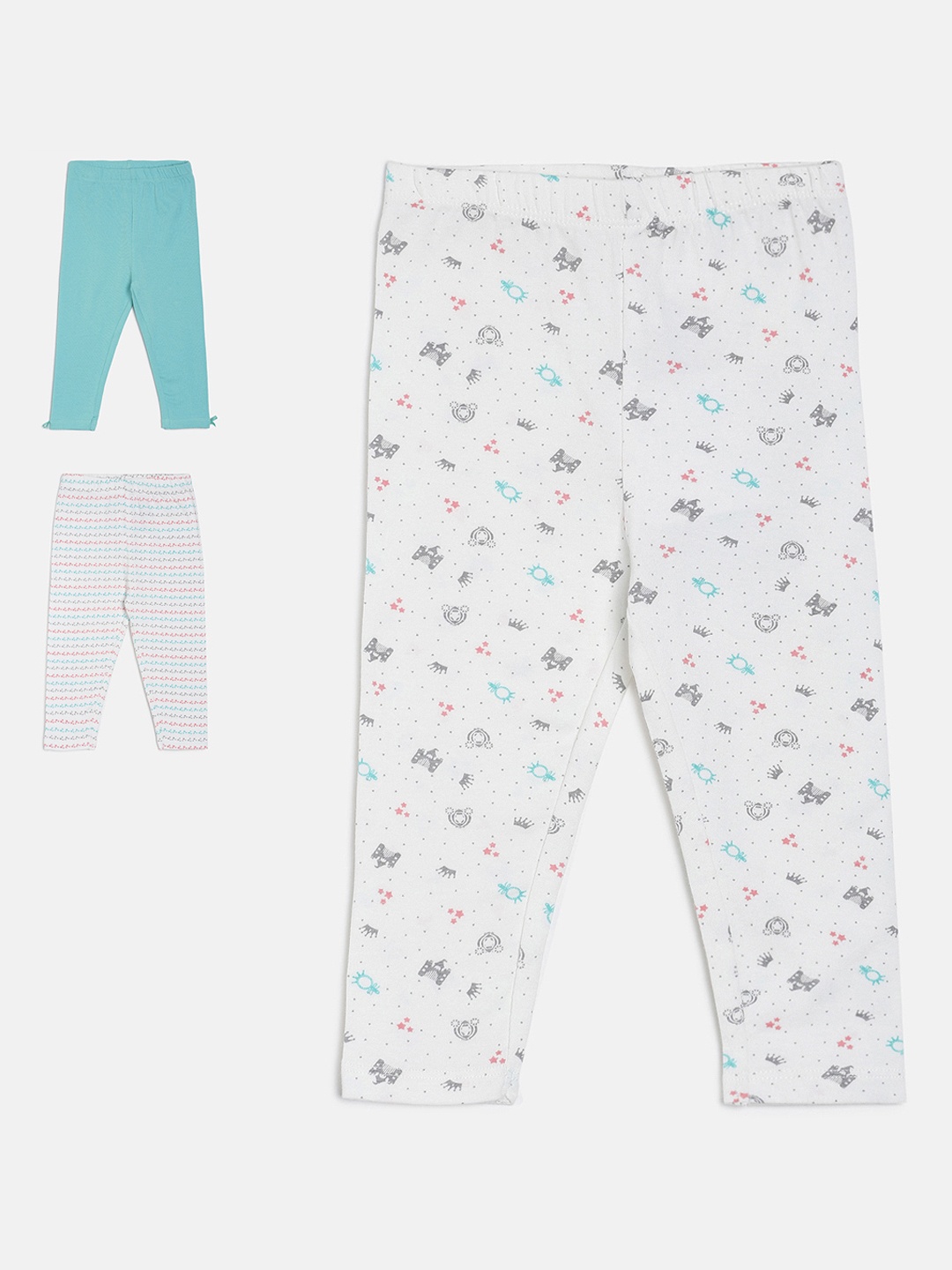 

MINI KLUB Girls Pack of 3 Multicoloured Ankle-Length Legggings, Multi