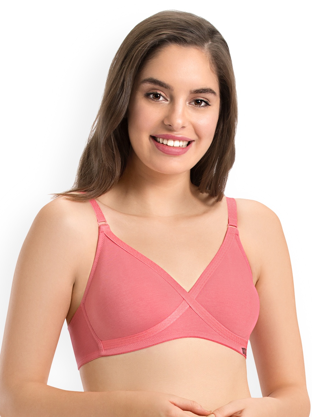 

every de by amante Solid Non Padded Wirefree Super Support Bra - EB014, Pink