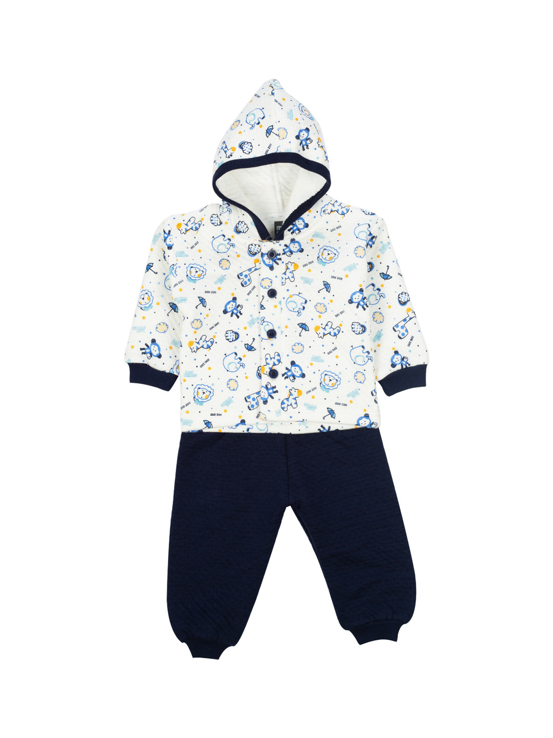 

MeeMee Kids White & Navy Blue Printed Sweatshirt with Pyjamas