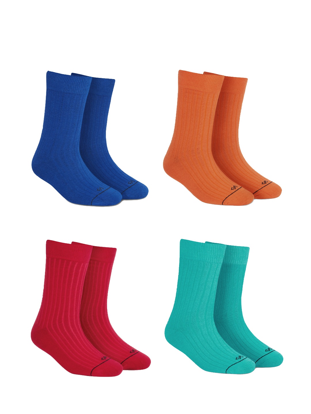 

Dynamocks Unisex Pack of 4 Solid Calf-Length Socks, Multi