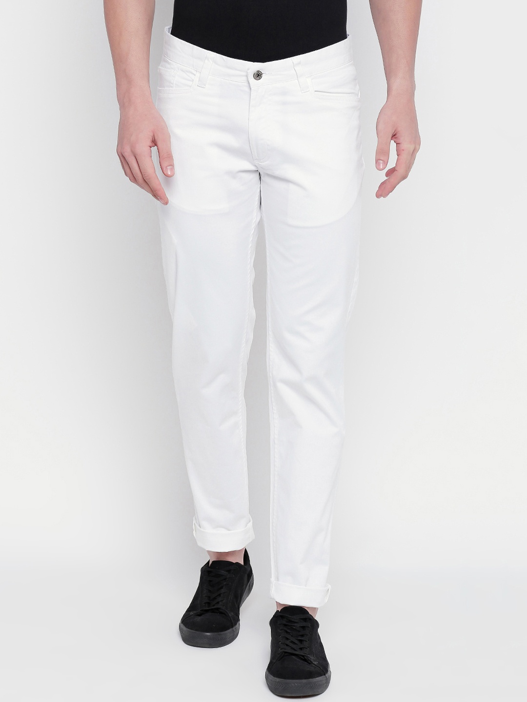 

Kenneth Cole Men White Smart Regular Fit Solid Regular Trousers