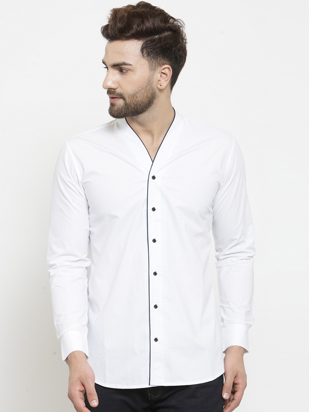 

Purple State Men White Slim Fit Solid Casual Shirt