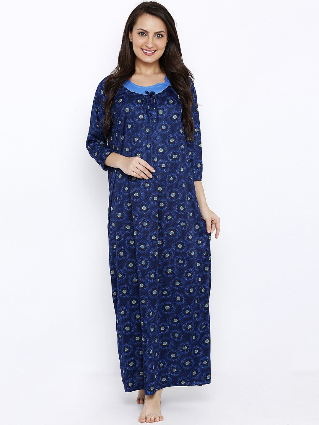 

Pretty Awesome Navy Blue Printed Nightdress
