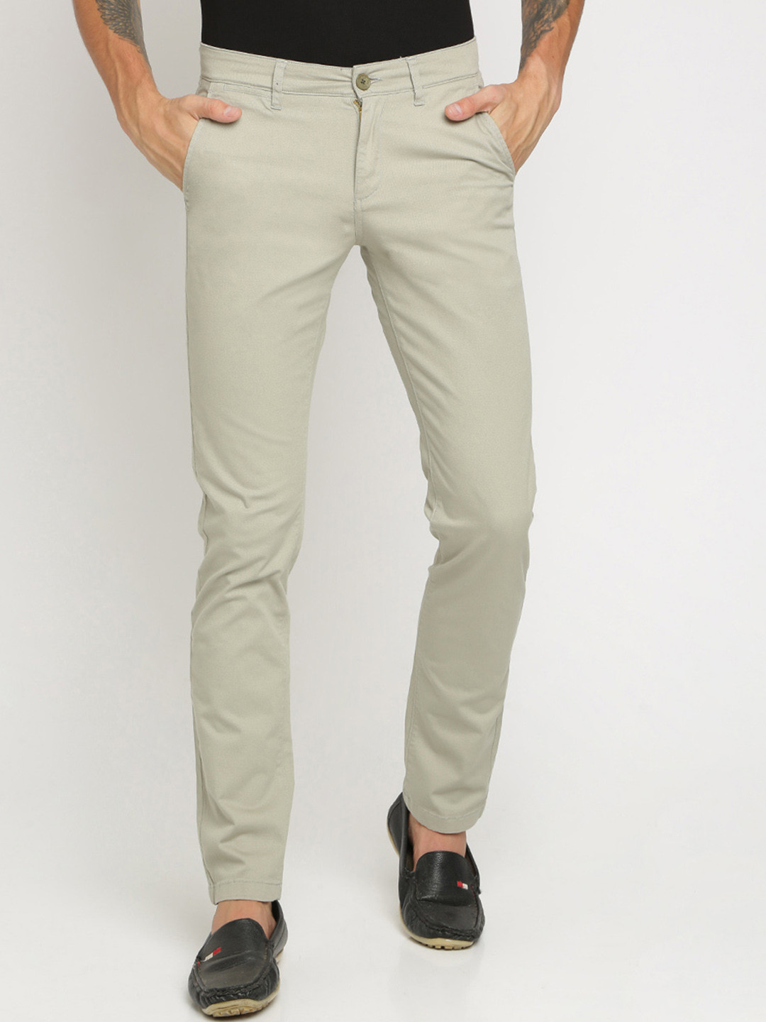 

Crocodile Men Green Slim Fit Solid Regular Trousers