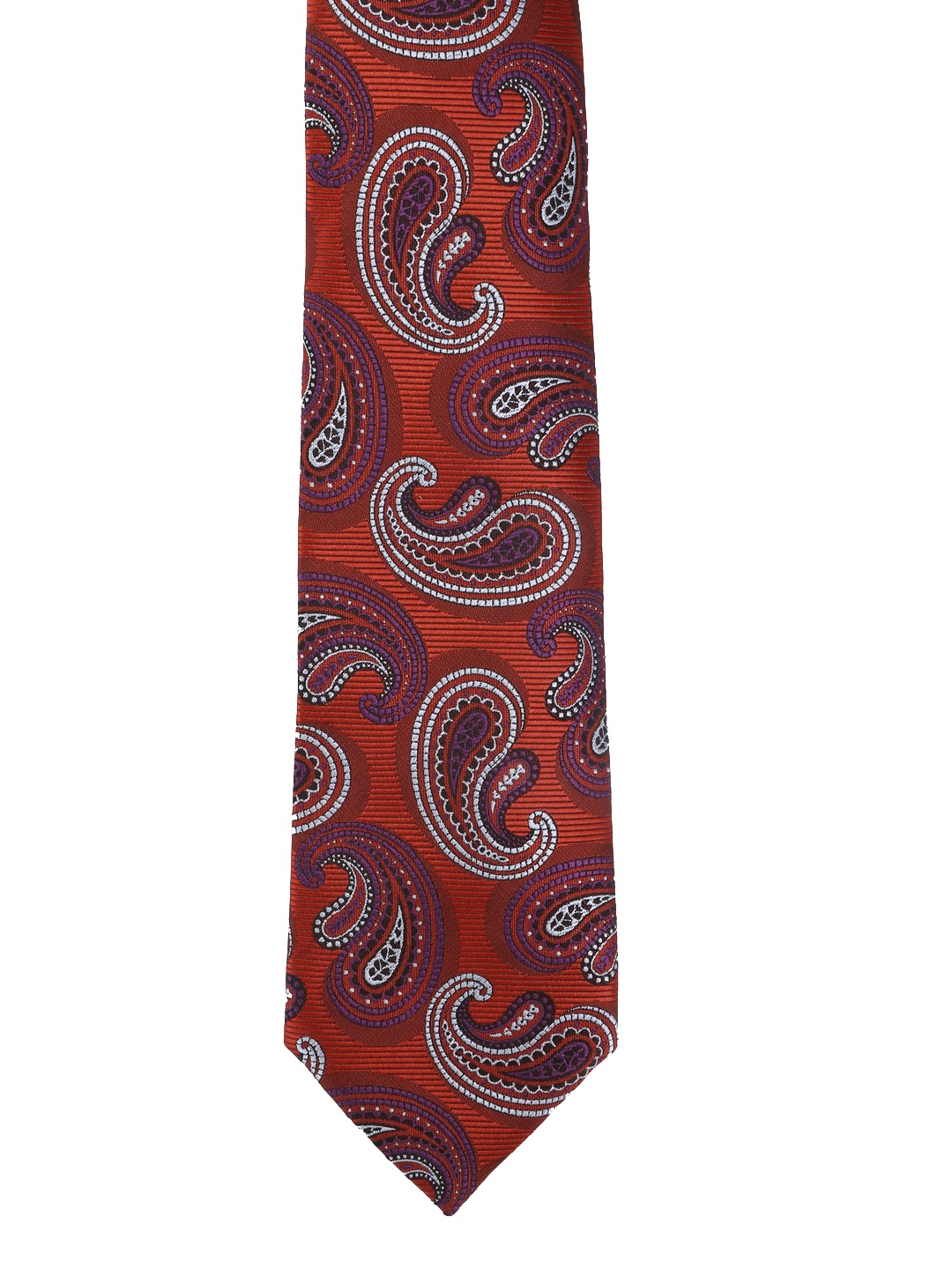 

Calvadoss Men Rust & White Woven Design Broad Tie