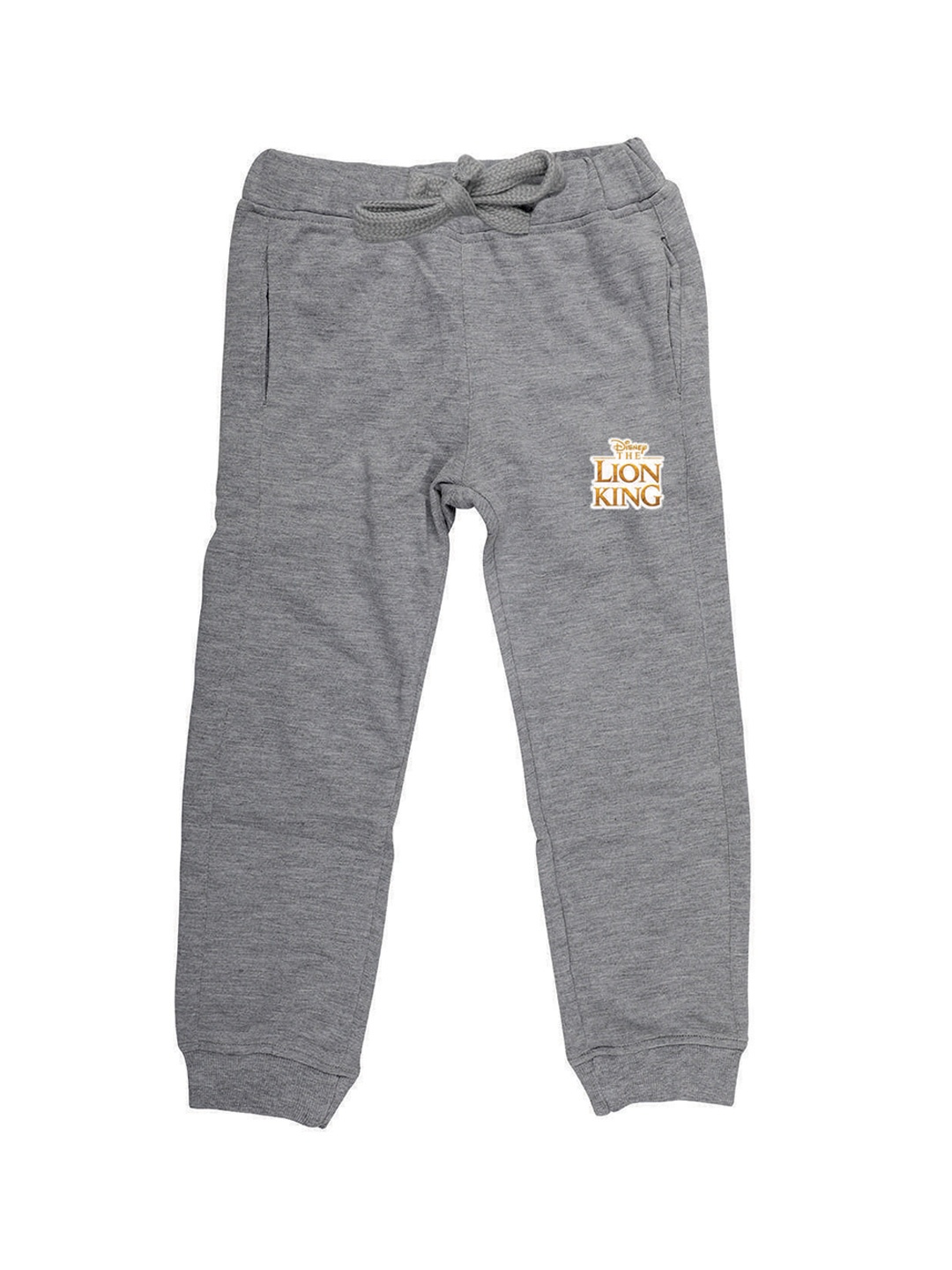 

Disney by Wear Your Mind Kids Grey Melange Solid Pure Cotton Joggers