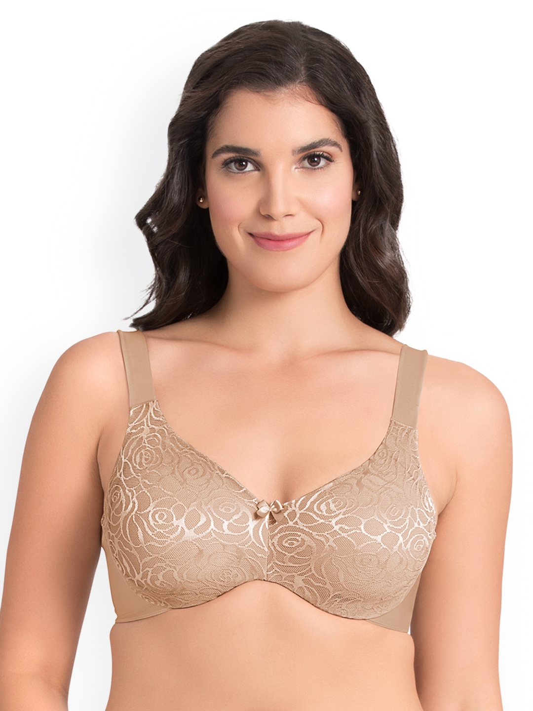 

Ultimo Non Padded Wired Minimizer Lace Bra E0007, Beige