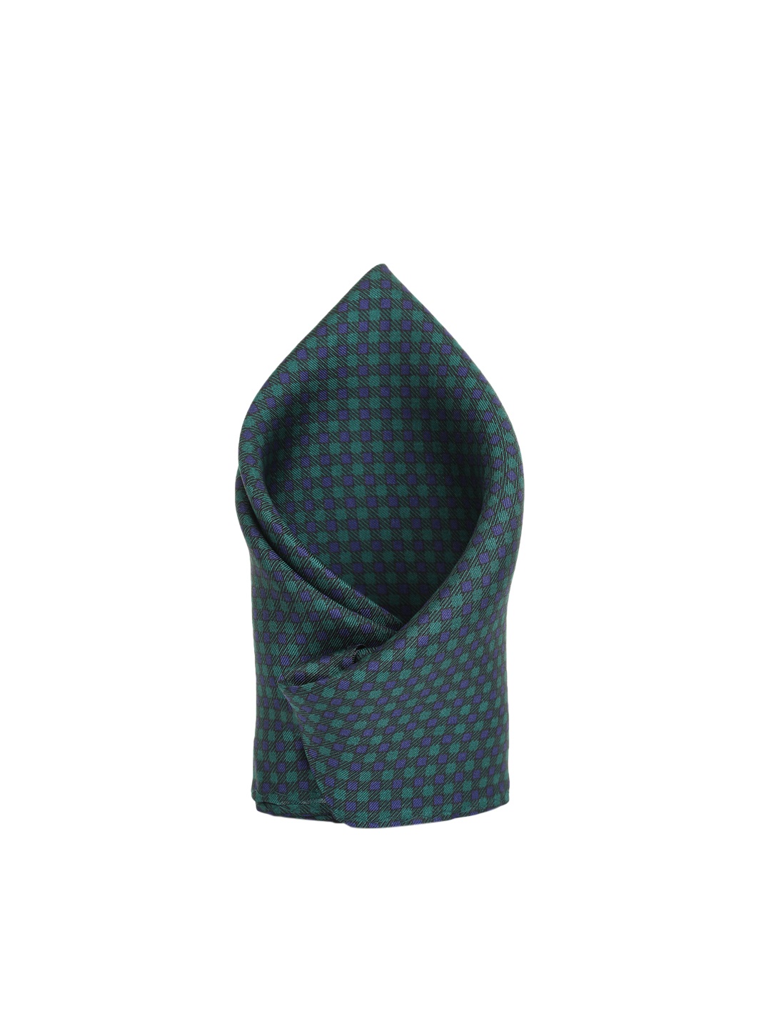 

Alvaro Castagnino Navy Blue & Green Checked Silk Pocket Square For Men