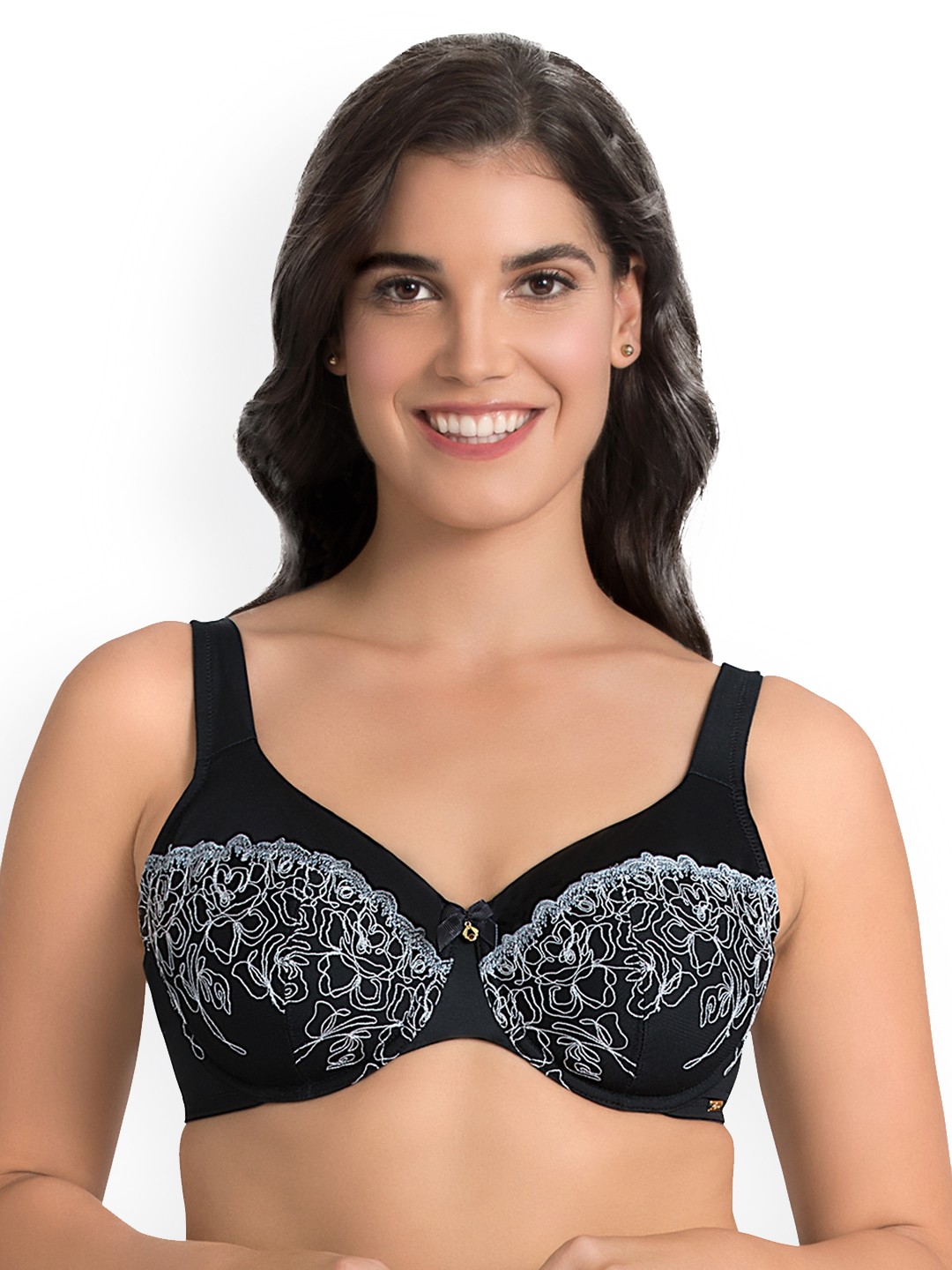 

Ultimo Non Padded Wired Deco Floral Lace Bra - F0010, Black