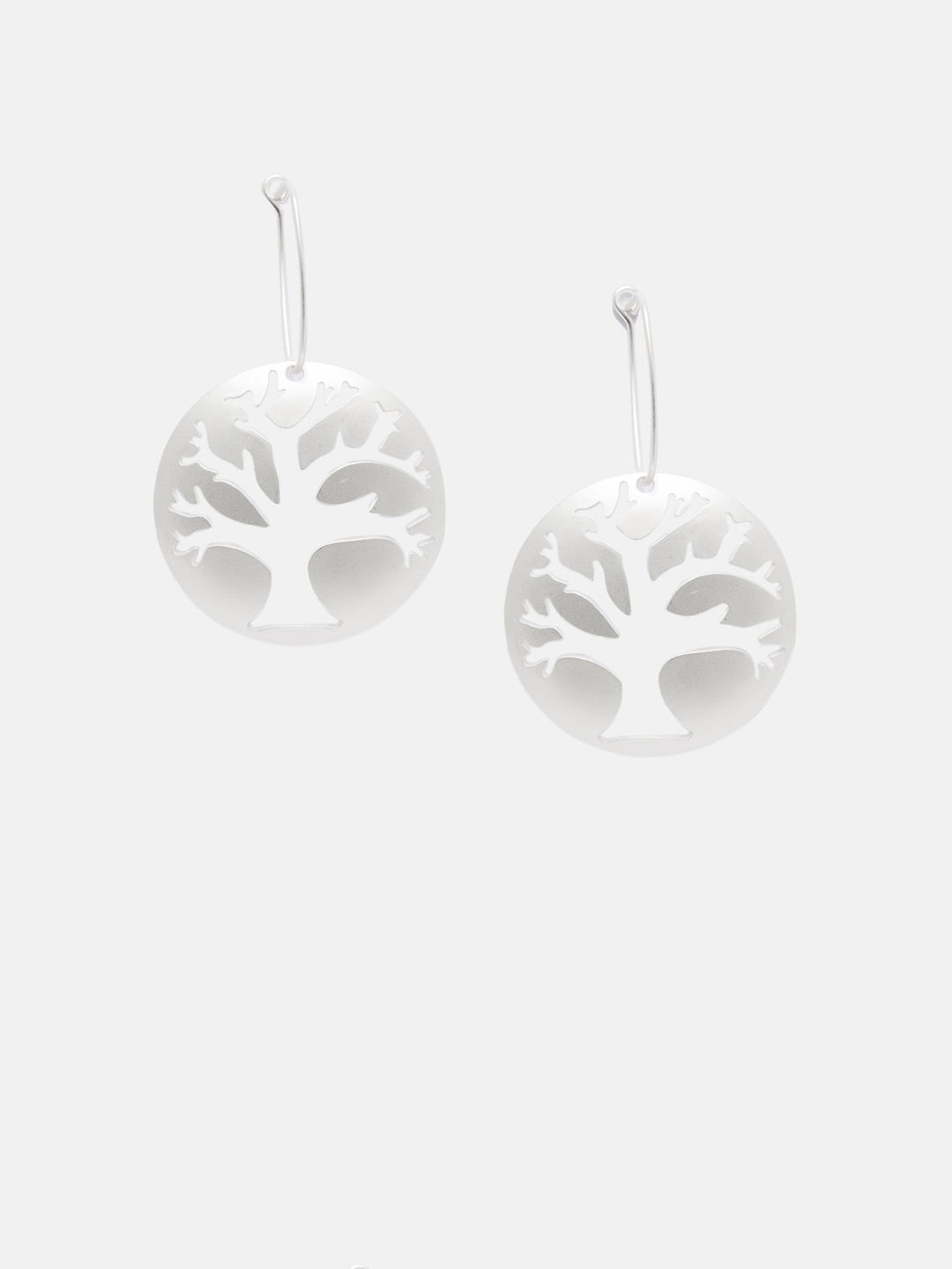 

Mali Fionna Silver-Toned Circular Drop Earrings