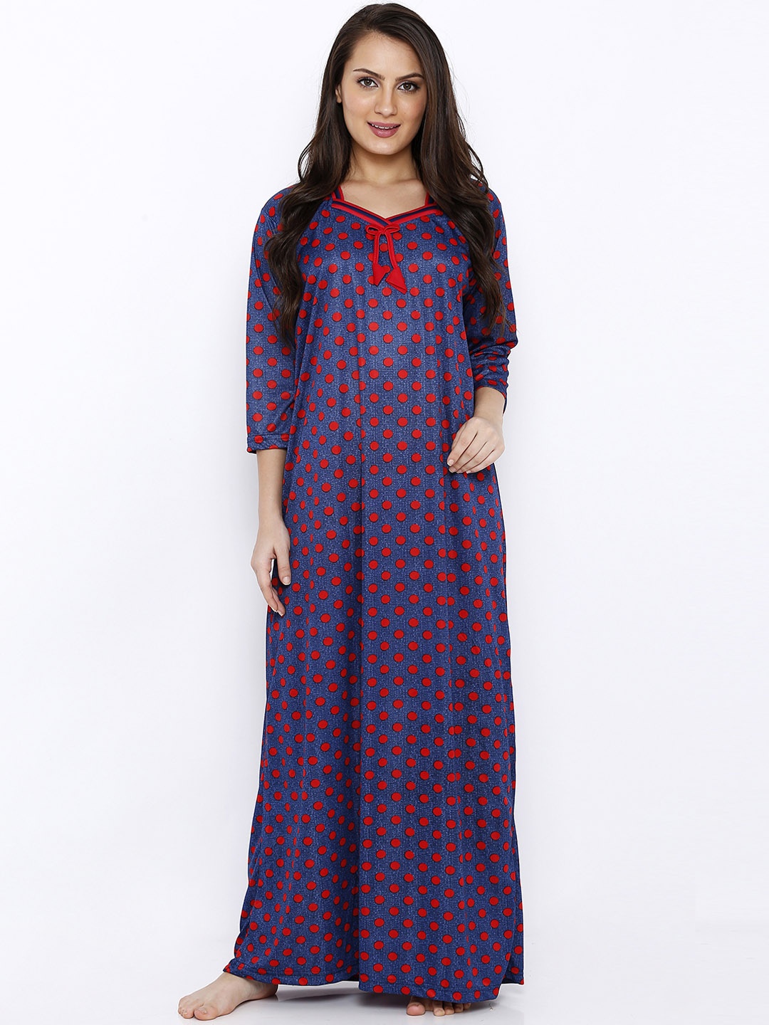 

Pretty Awesome Navy Blue & Pink Printed Nightdress
