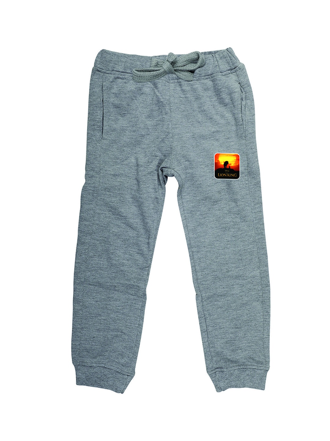 Disney by Wear Your Mind Kids Grey Melange Solid Pure Cotton Joggers
