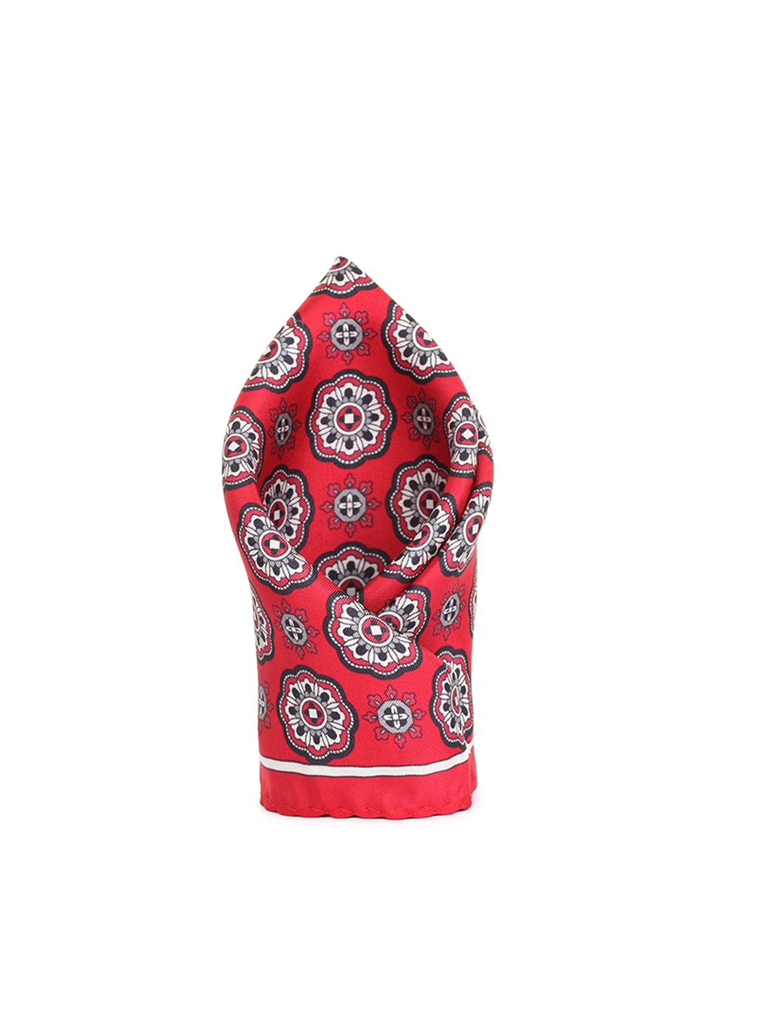 

Alvaro Castagnino Red & White Printed Silk Pocket Square