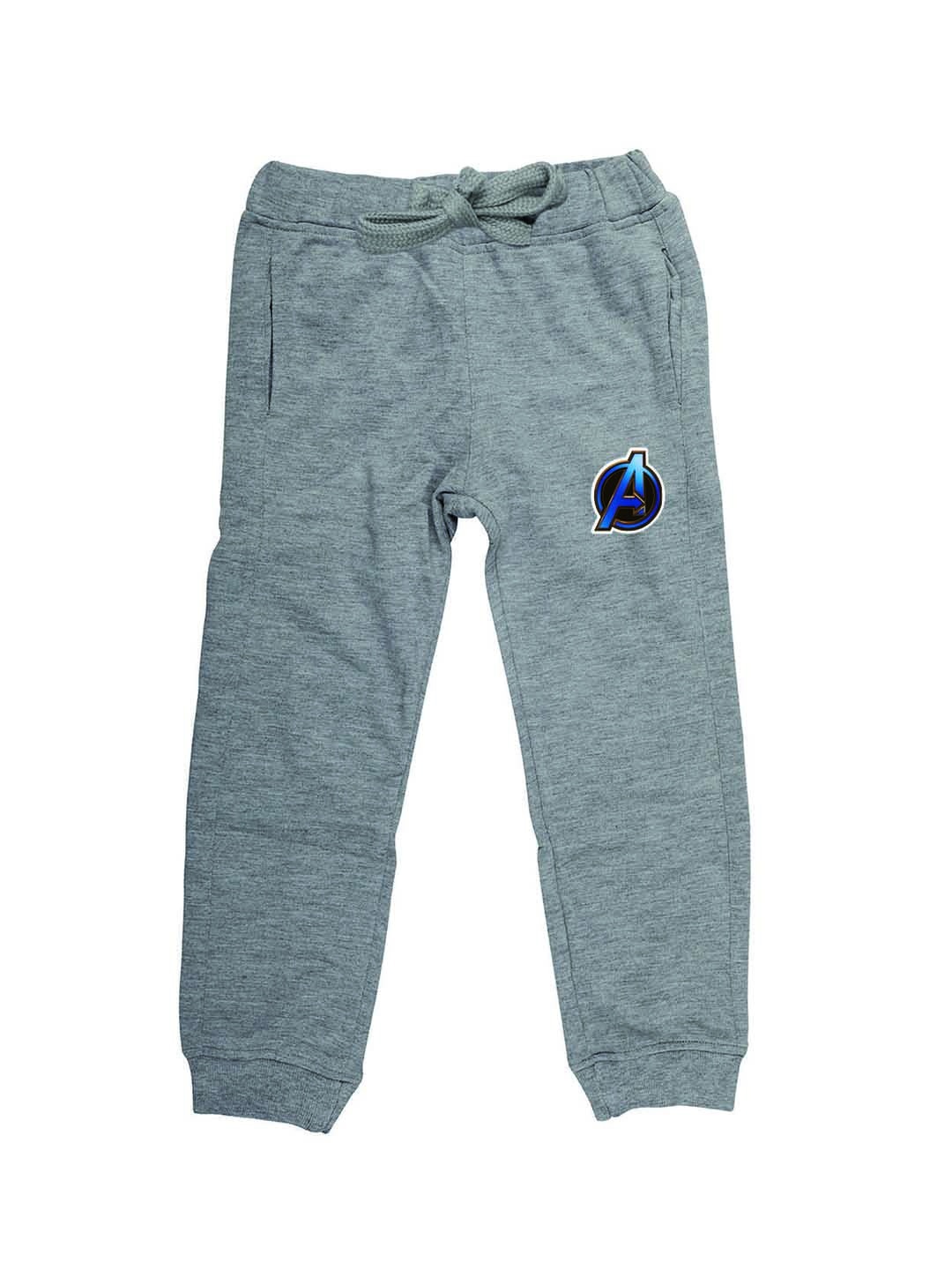 

Marvel by Wear Your Mind Kids Grey Melange Solid Pure Cotton Joggers