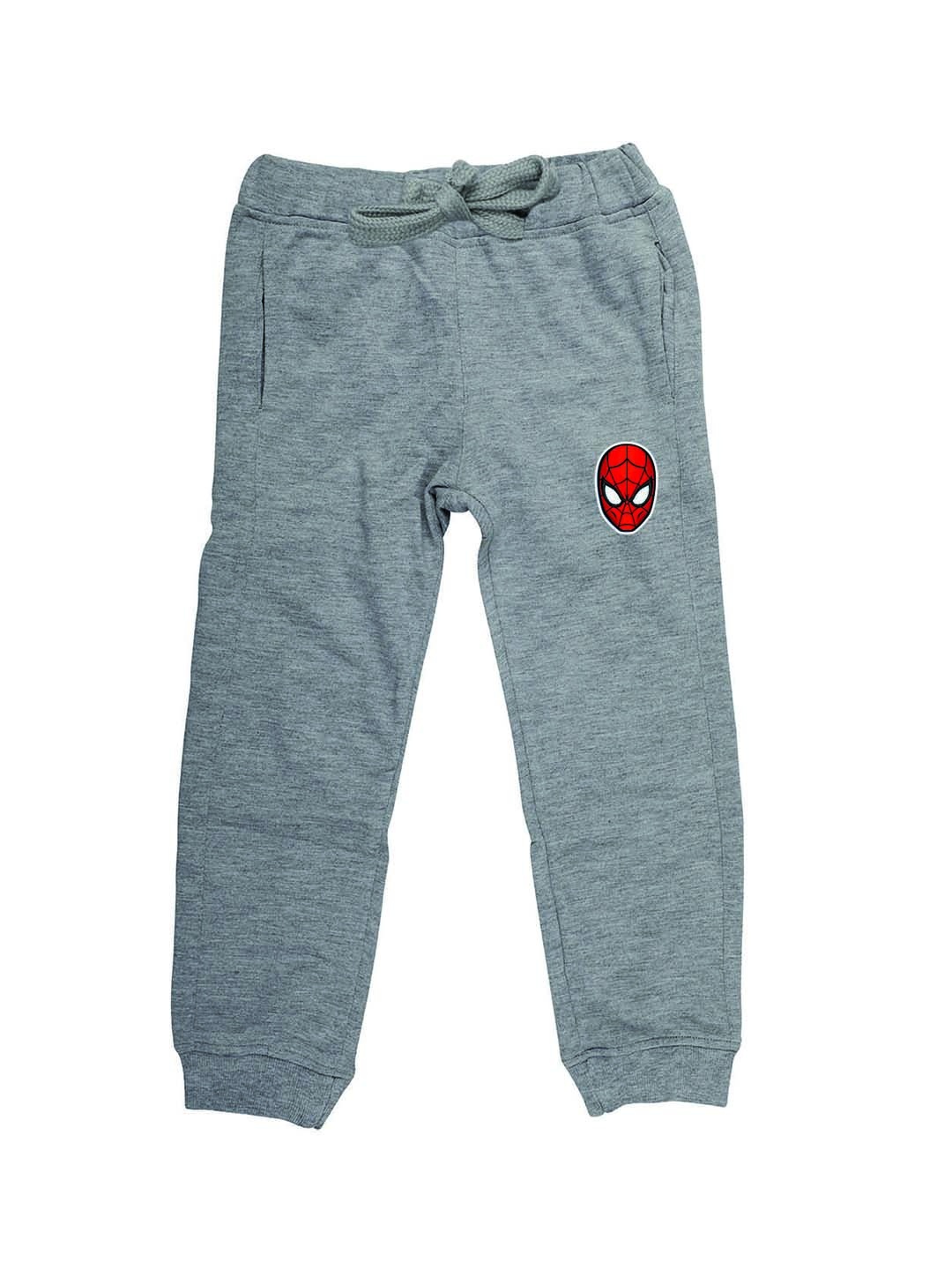 

Marvel by Wear Your Mind Kids Grey Melange Solid Pure Cotton Joggers