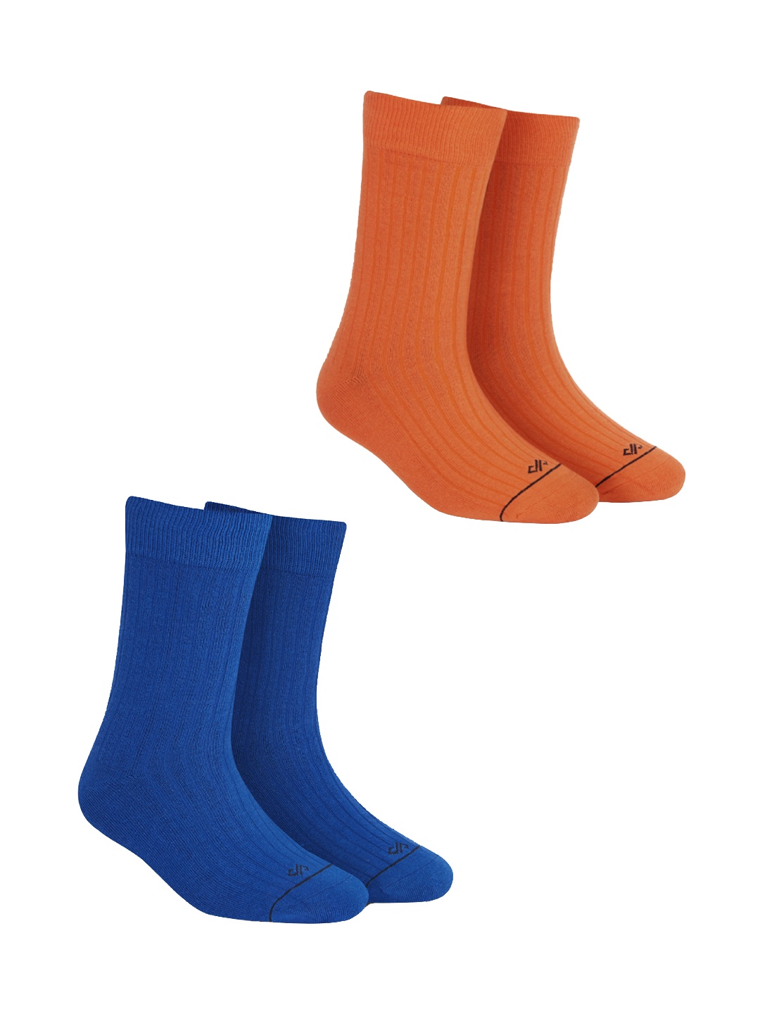 

Dynamocks Unisex Pack of 2 Orange & Blue Solid Calf-Length Socks