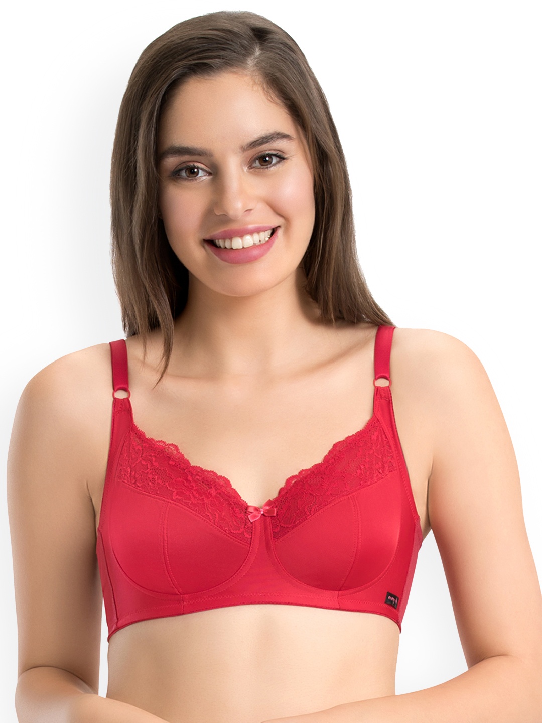 

every de by amante Non Padded Wirefree Lace Contour Super Support Bra - EB006, Red