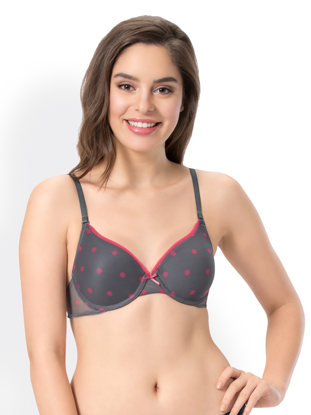 

every de by amante Printed Padded Wired T-shirt Bra - EB001, Grey