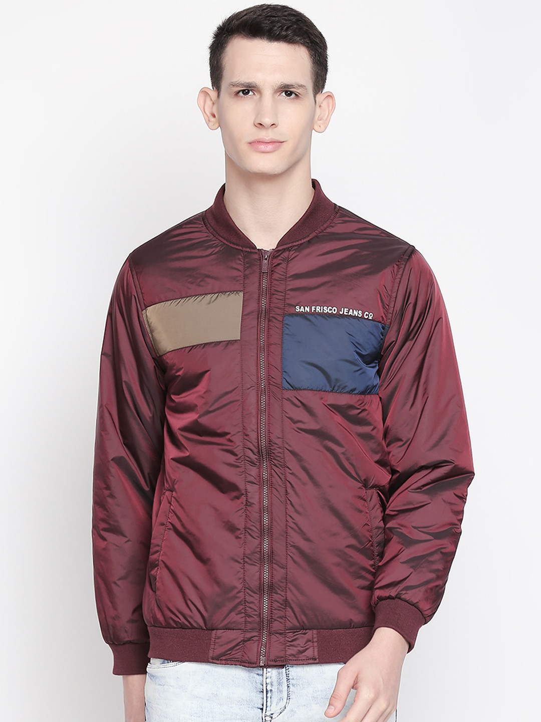 

SF JEANS by Pantaloons Men Red Solid Bomber Jacket, Maroon
