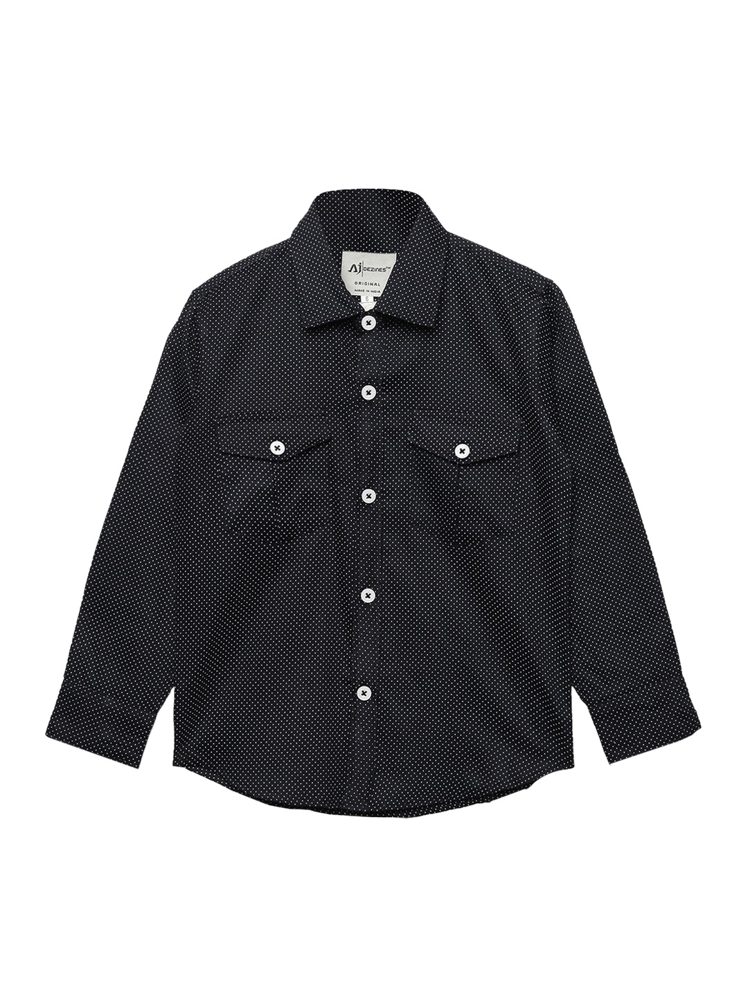 

Aj DEZInES Boys Black Smart Regular Fit Printed Party Shirt