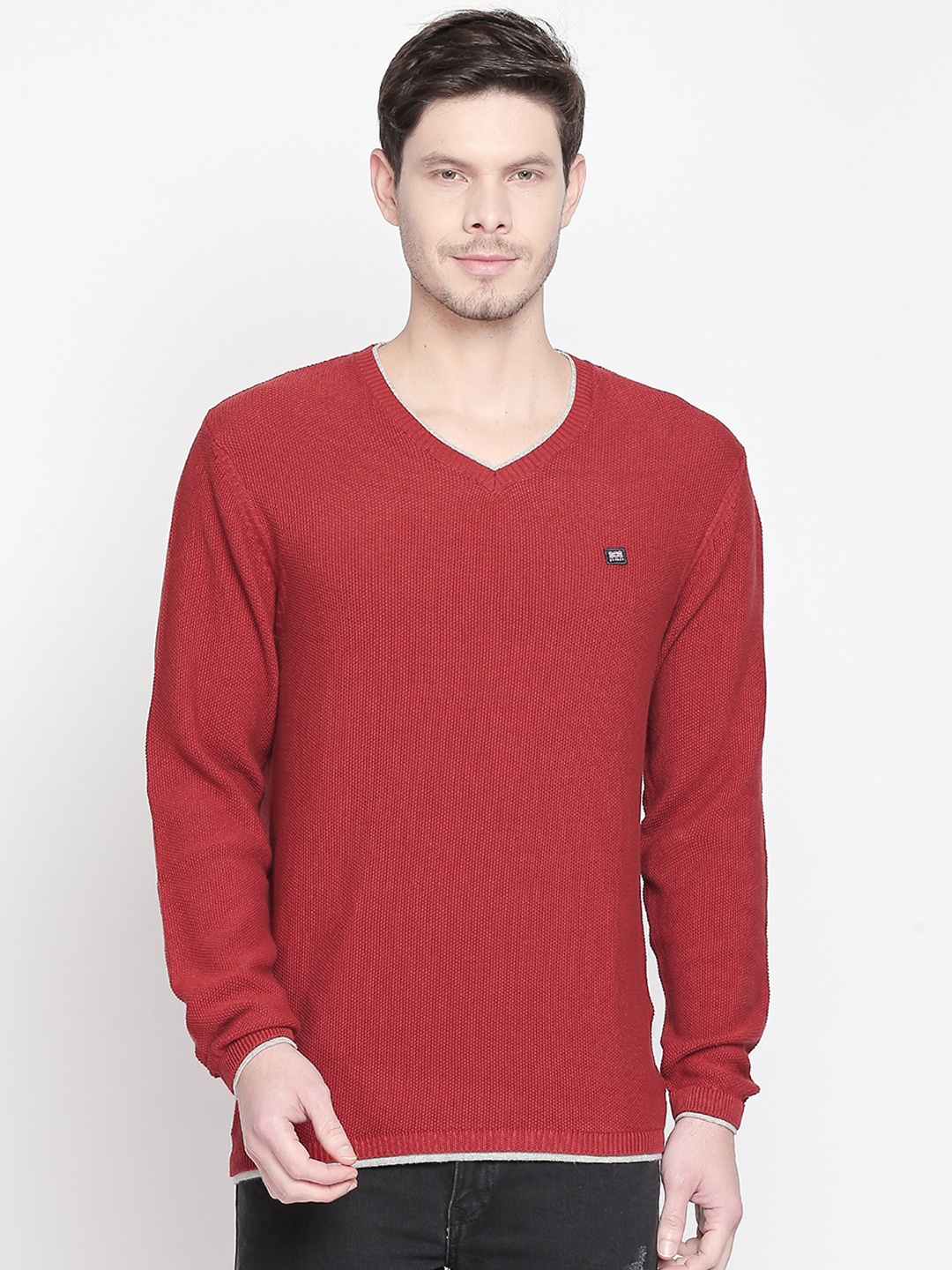 

BYFORD by Pantaloons Men Red Solid Sweater
