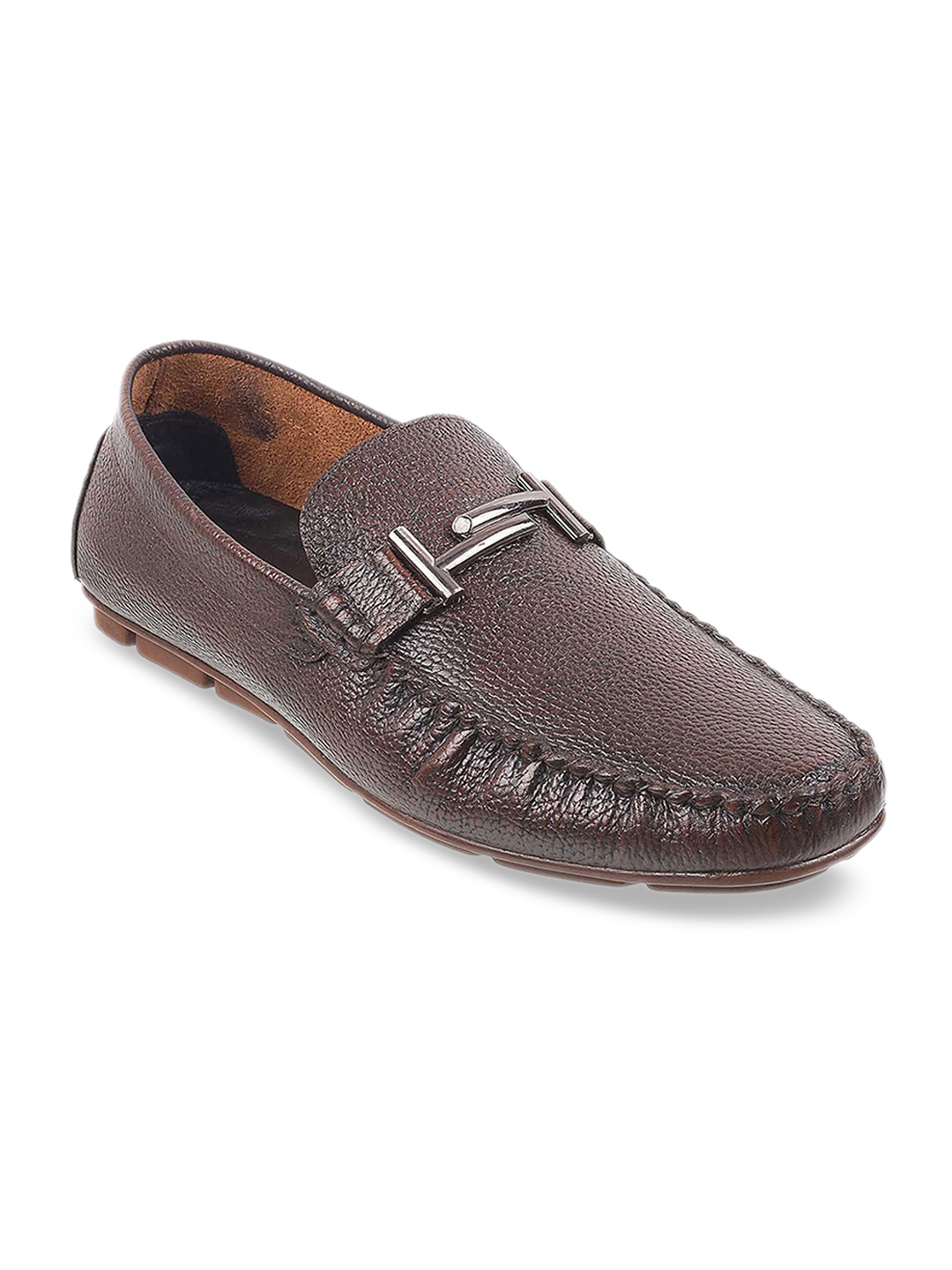 

Mochi Men Brown Leather Driving Shoes