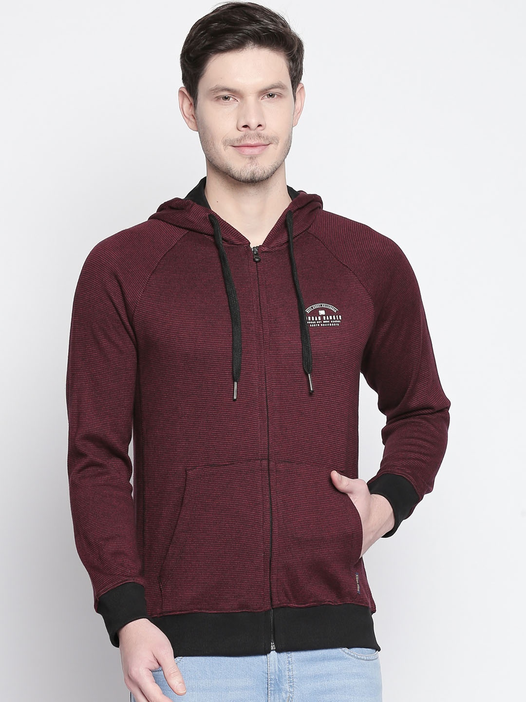

Urban Ranger by pantaloons Men Maroon & Black Solid Sweater