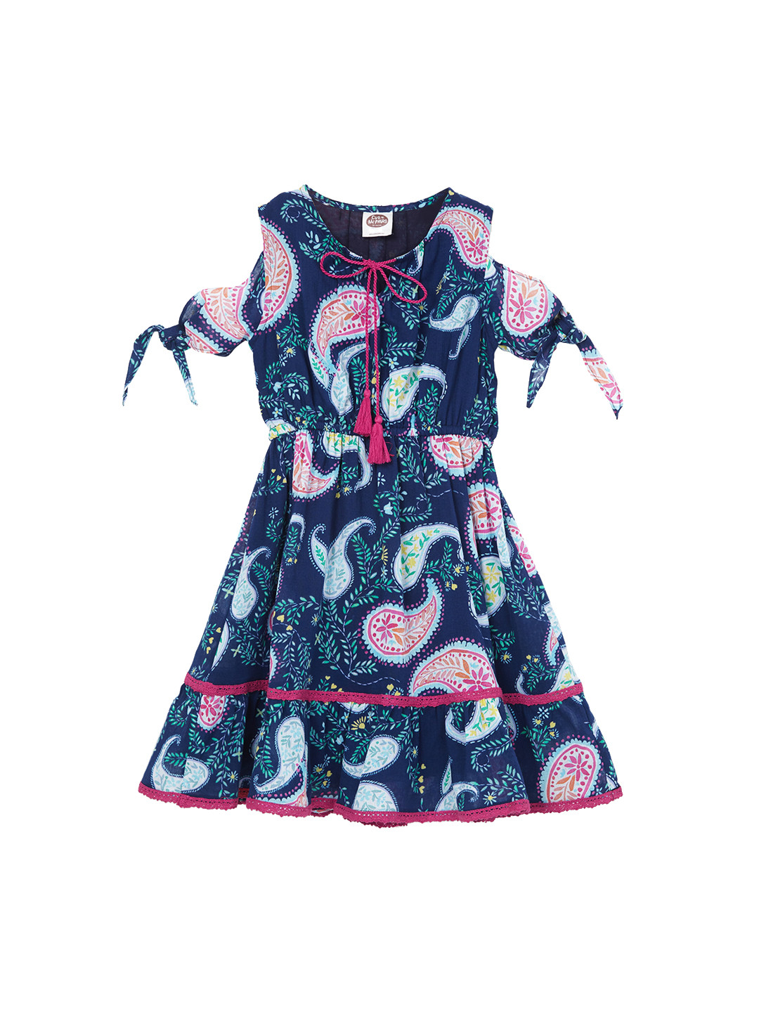 

Cub McPaws Girls Printed Navy Blue Fit and Flare Dress