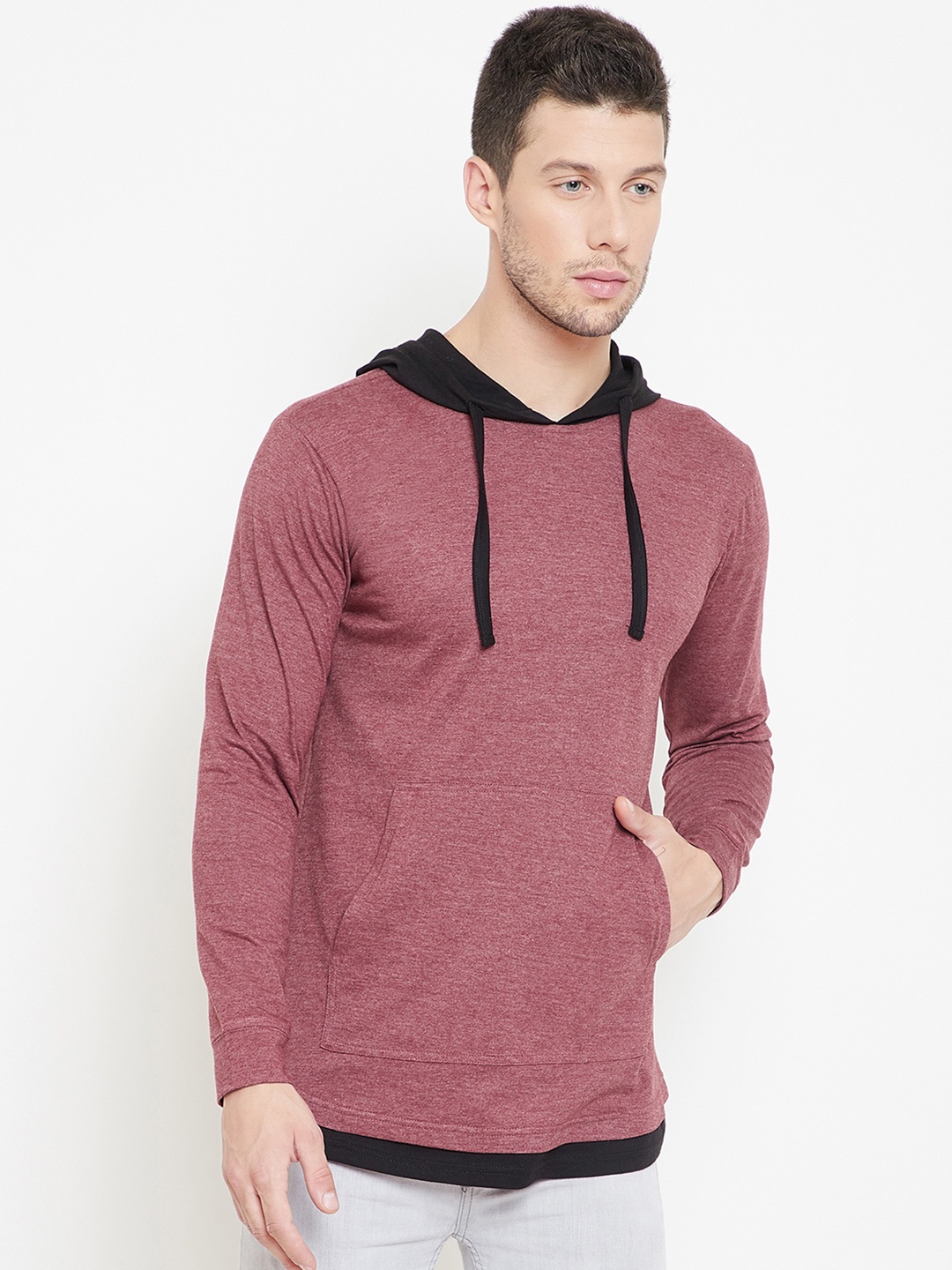 

GRITSTONES Men Pink Colourblocked Hooded T-shirt
