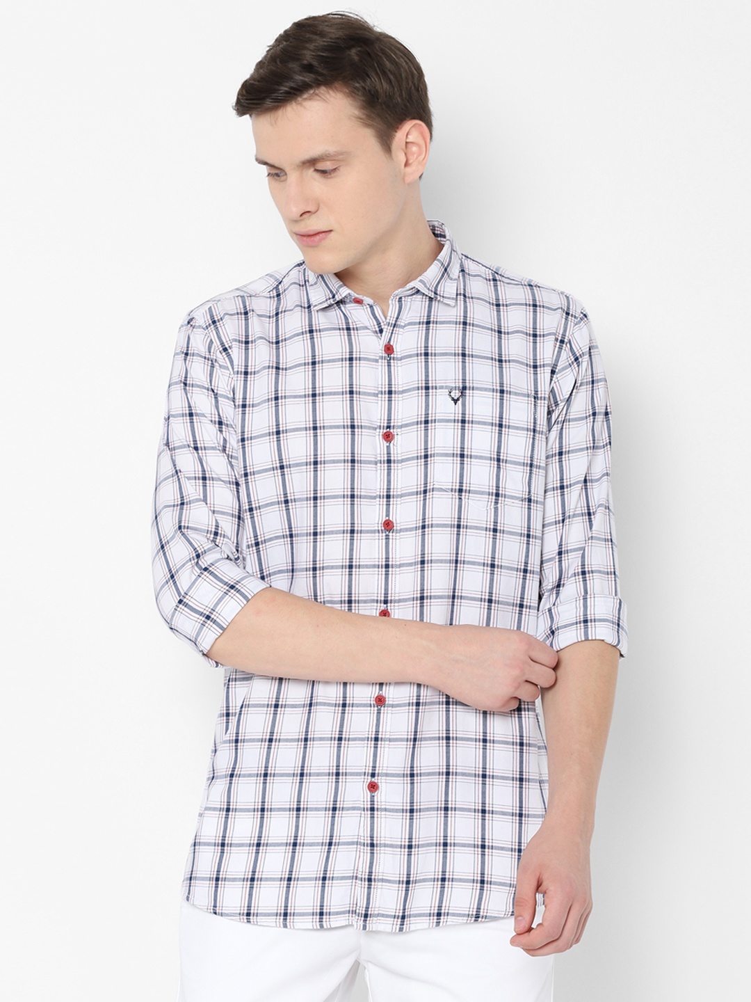

Allen Solly Sport Men White & Grey Regular Fit Checked Casual Shirt
