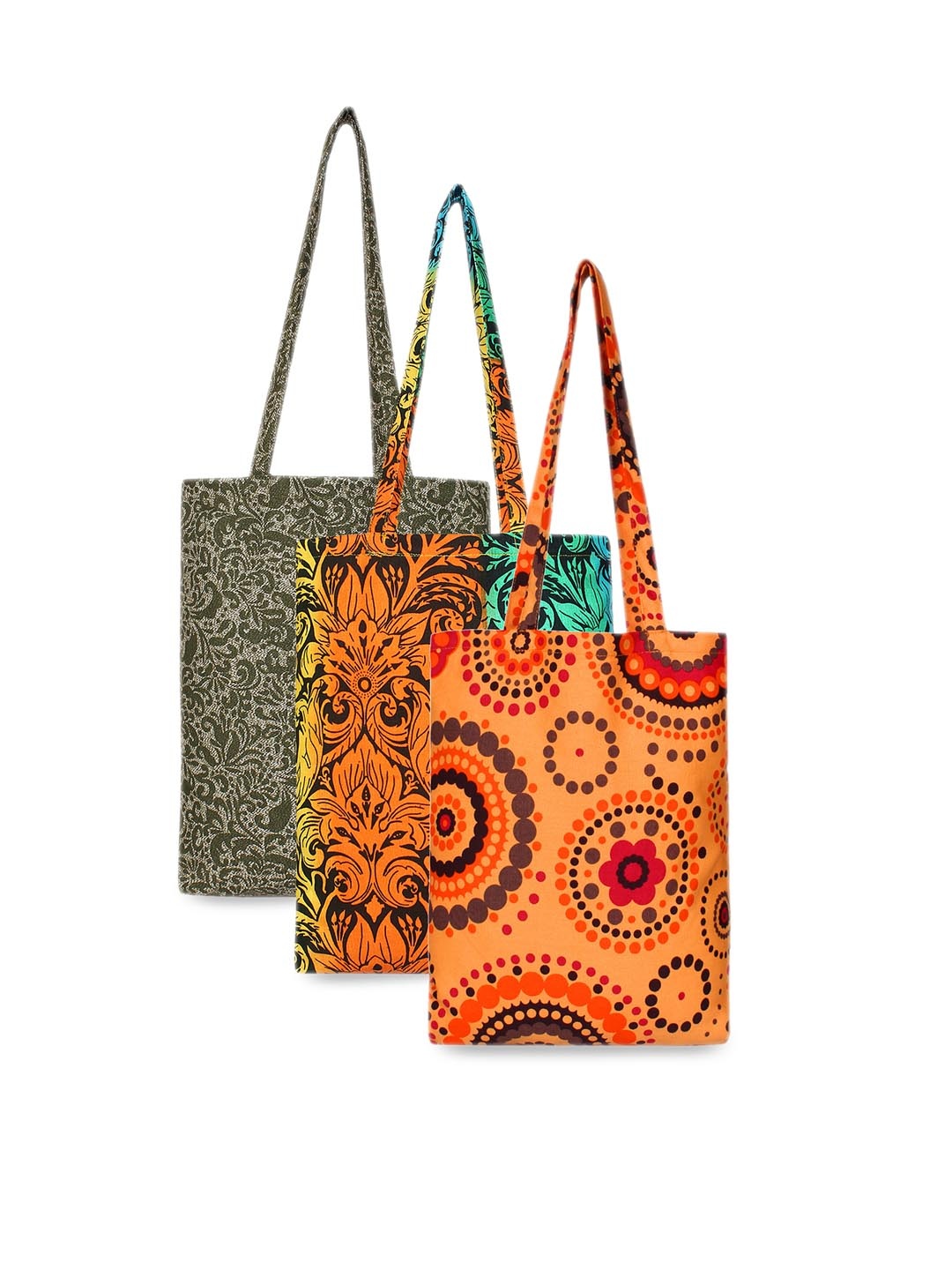 

Anekaant Set Of 3 Printed Tote Bag, Multi
