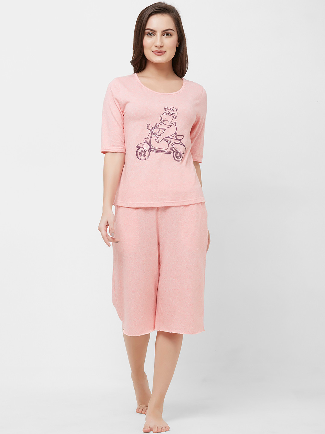 

Mystere Paris Women Pink Printed Night Suit