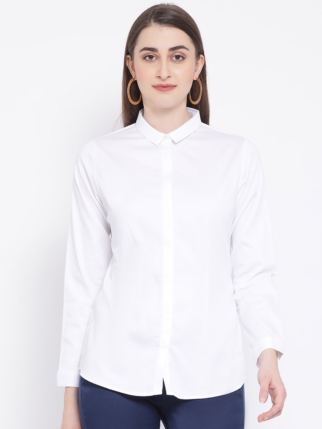 

Crimsoune Club Women White Slim Fit Solid Casual Shirt