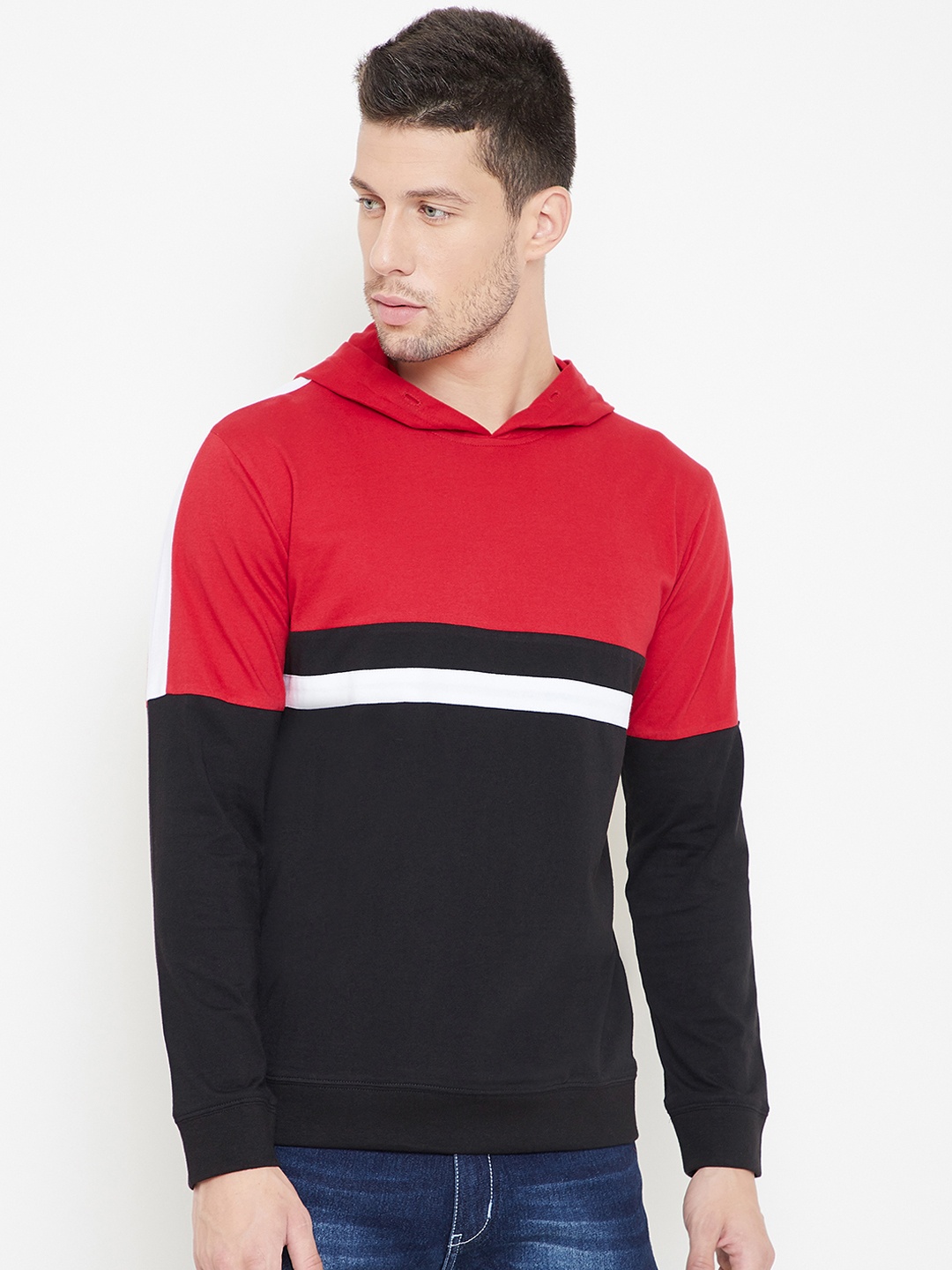 

GRITSTONES Men Red Colourblocked Hood T-shirt