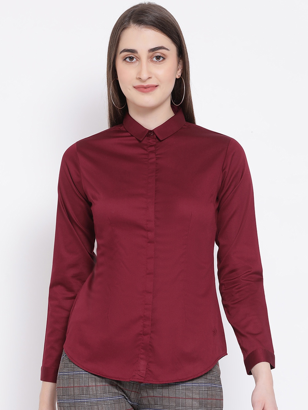 

Crimsoune Club Women Maroon Slim Fit Solid Casual Shirt