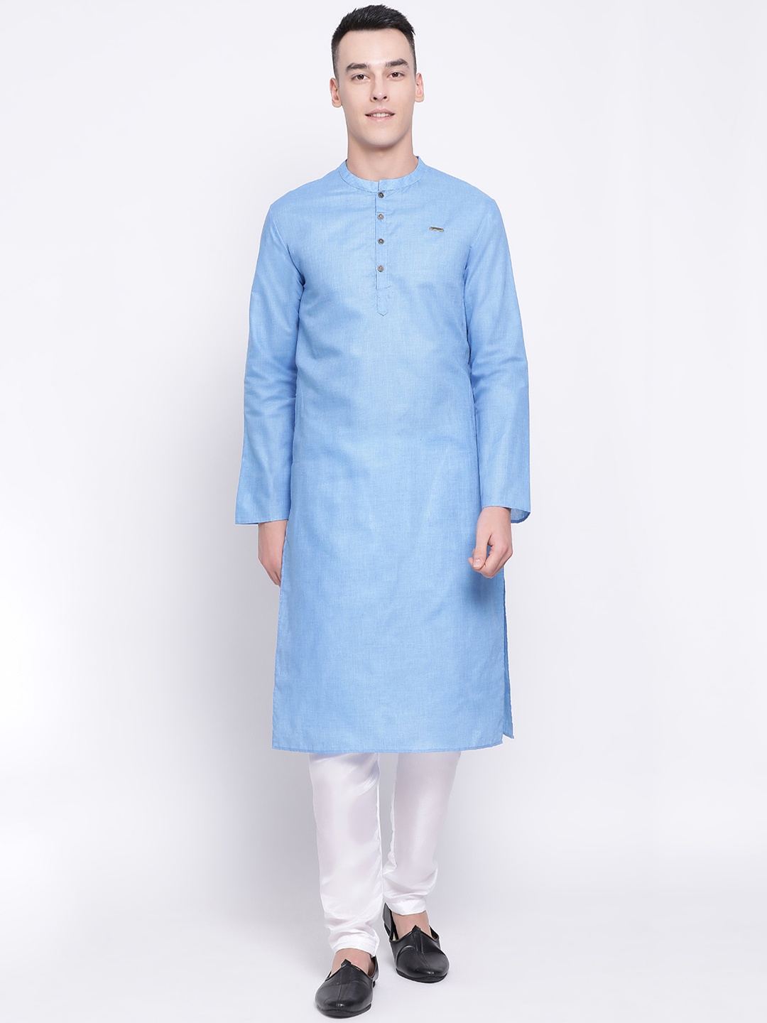 

DEVOILER Men Blue Solid Straight Kurta