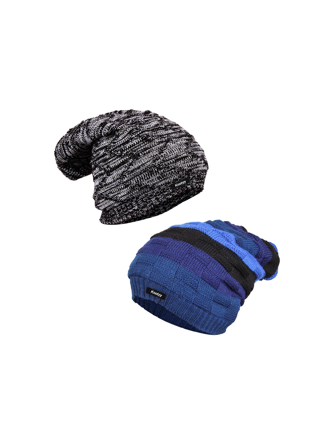 

Knotyy Men Pack of 2 Solid Beanie, Blue