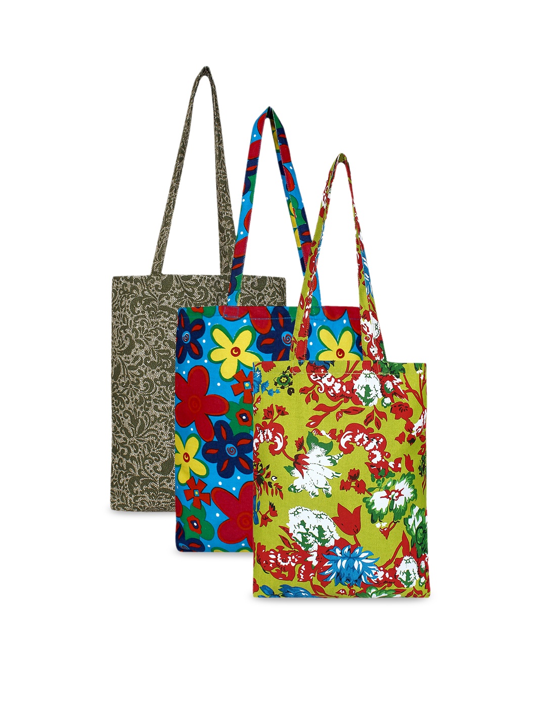 

Anekaant Set Of 3 Printed Tote Bag, Multi