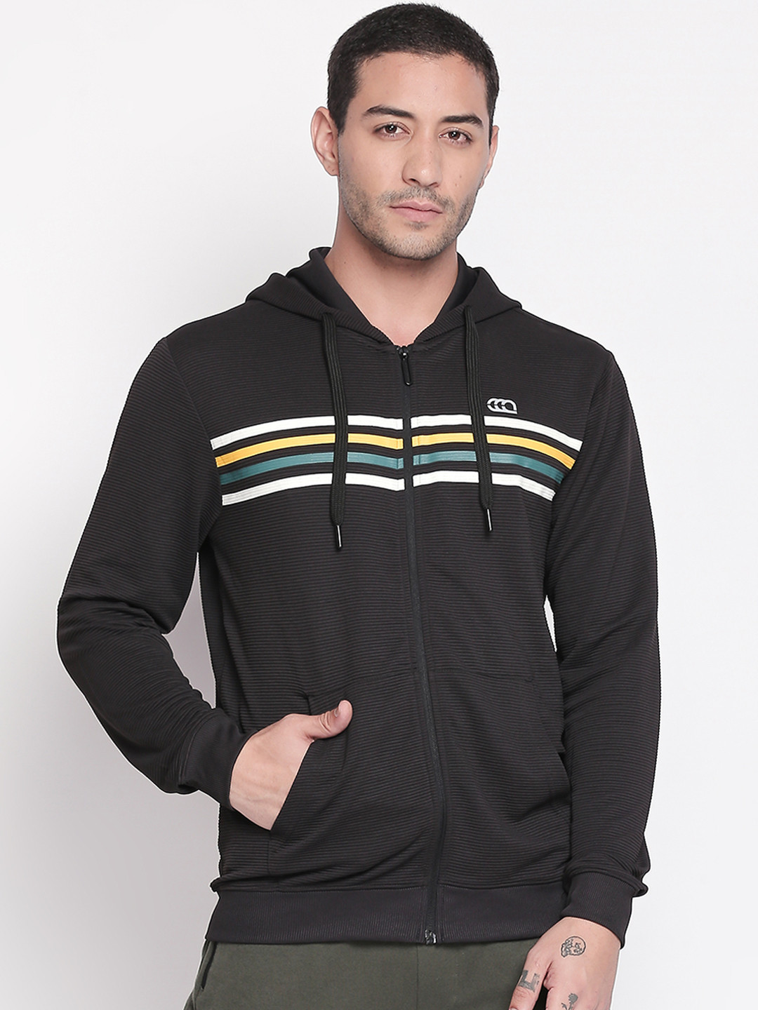 

Ajile by Pantaloons Men Black Striped Jacket