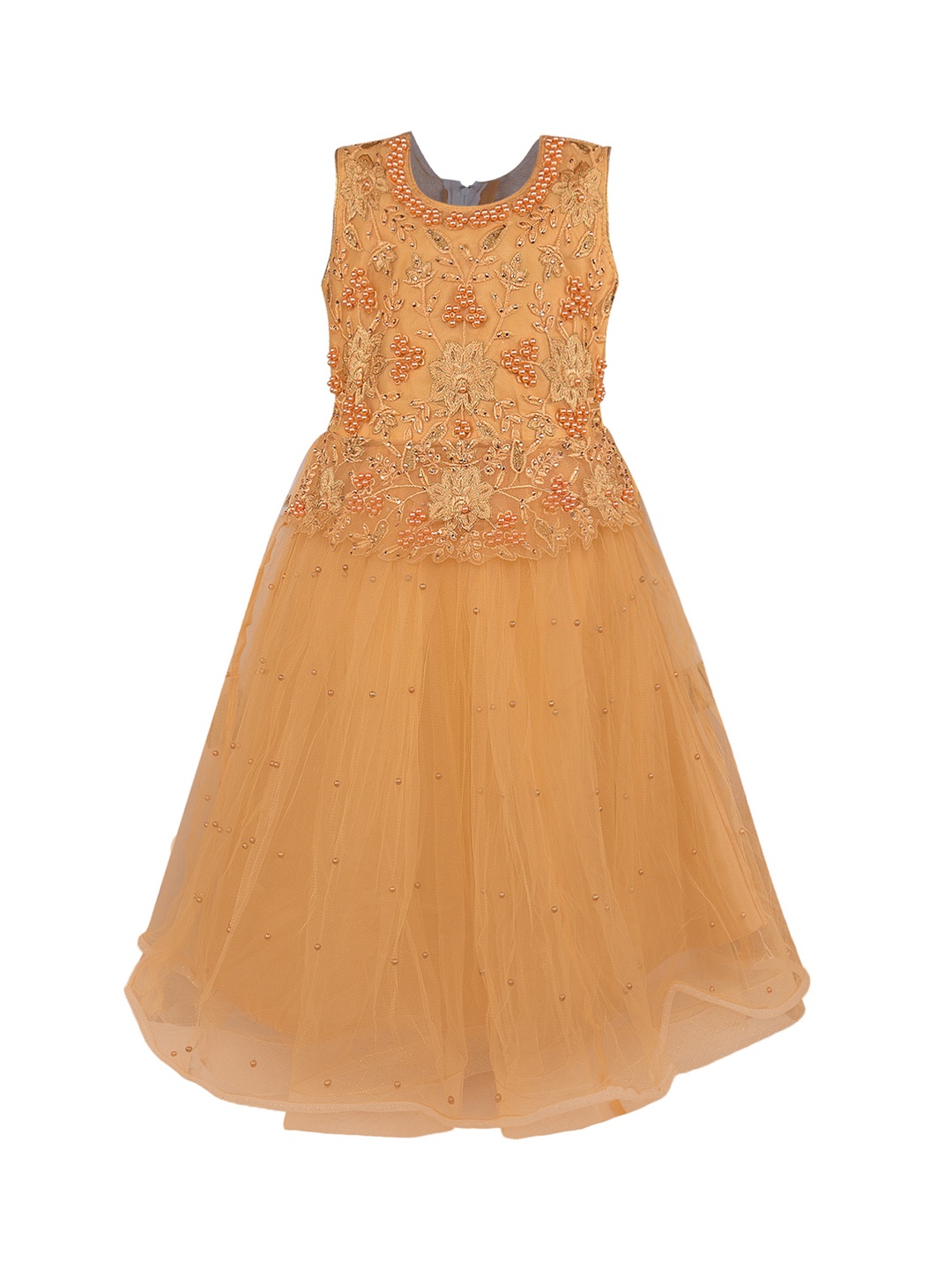 

Wish Karo Girls Beige Embellished Maxi Dress