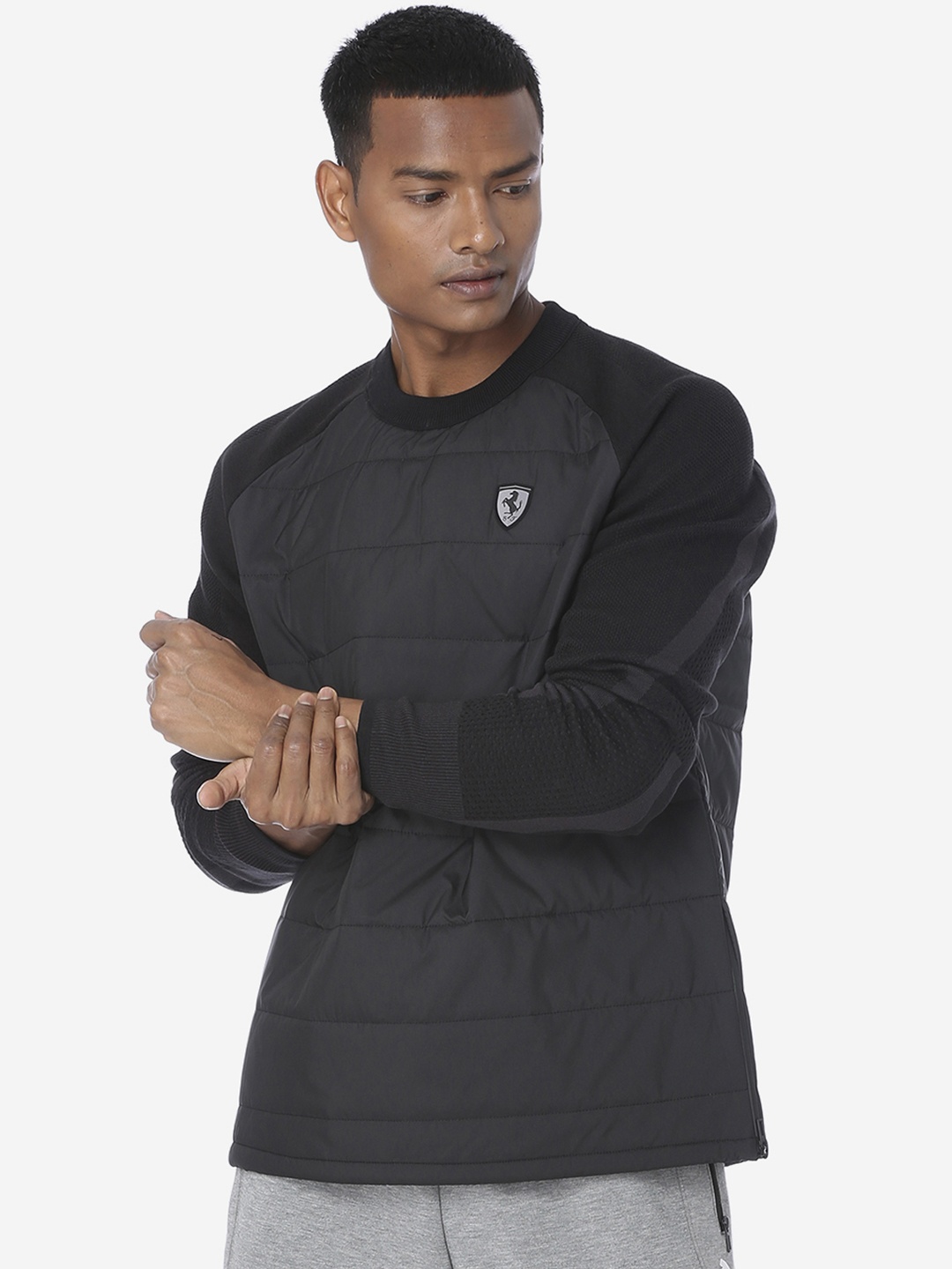 

PUMA Motorsport Men Black Ferrari RCT evoKNIT Midlayer Motorsport Sweatshirt, Charcoal